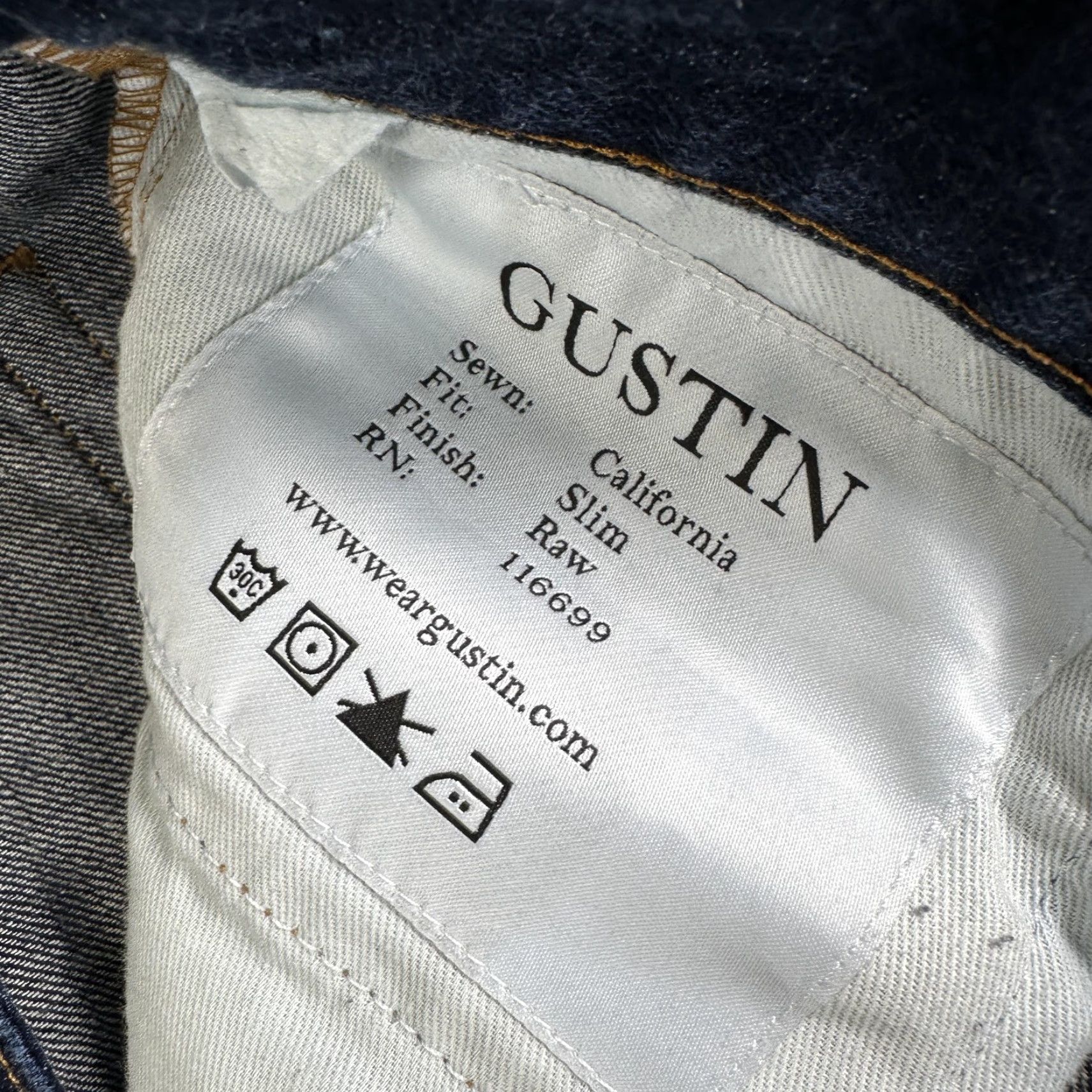 Gustin Gustin Jeans Blue Selvedge Denim Slim Taper Button Fly Raw Mens 31x32 Size US 31 - 5 Thumbnail
