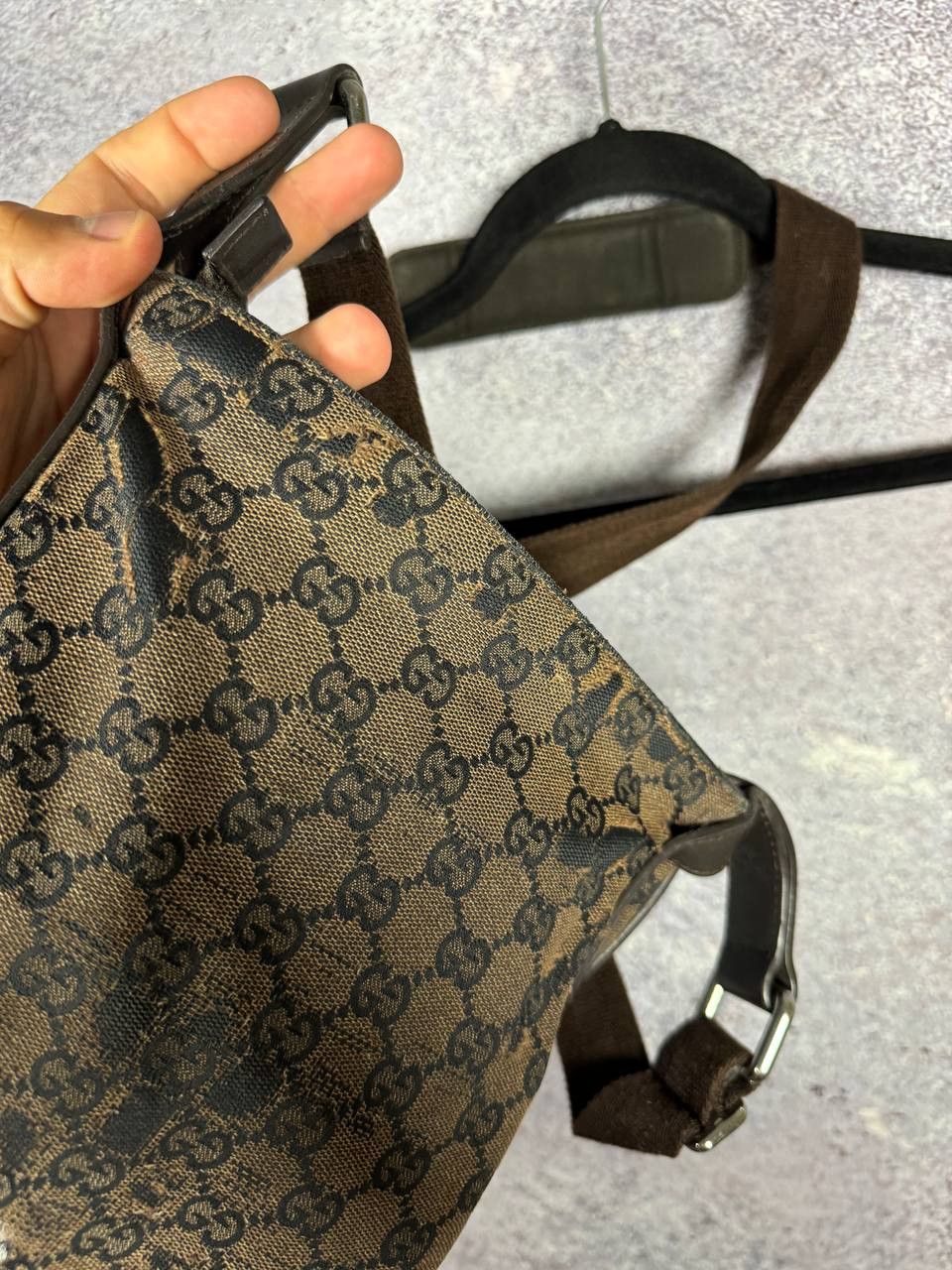 Gucci GUCCI GG Canvas Shoulder Bag Beige Dark Brown Auth Size ONE SIZE - 19 Thumbnail