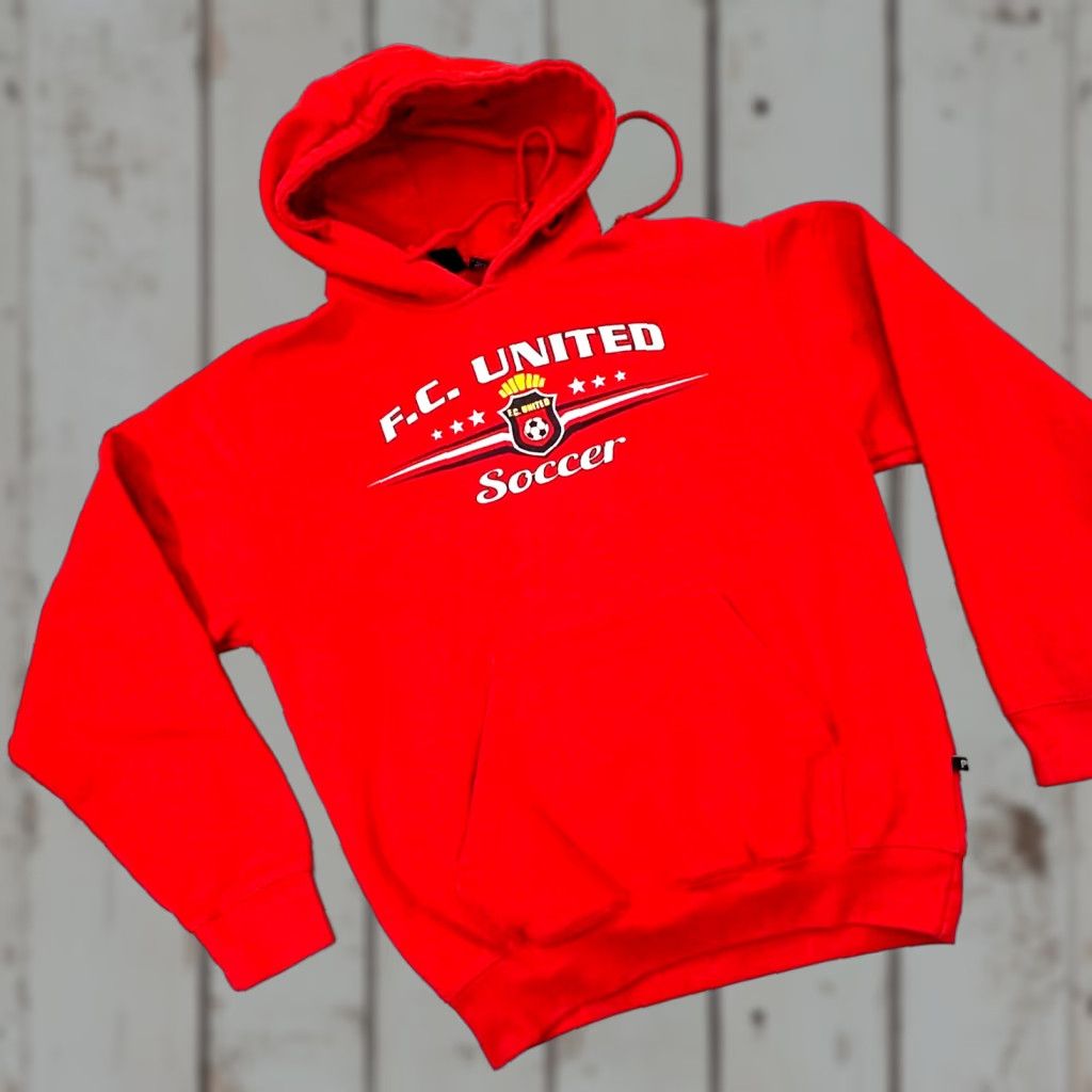 Vintage F.C. United Manchester Soccer Hoodie Mens Small Red Futbol Pennant Sportswear Size US S / EU 44-46 / 1 - 1 Thumbnail