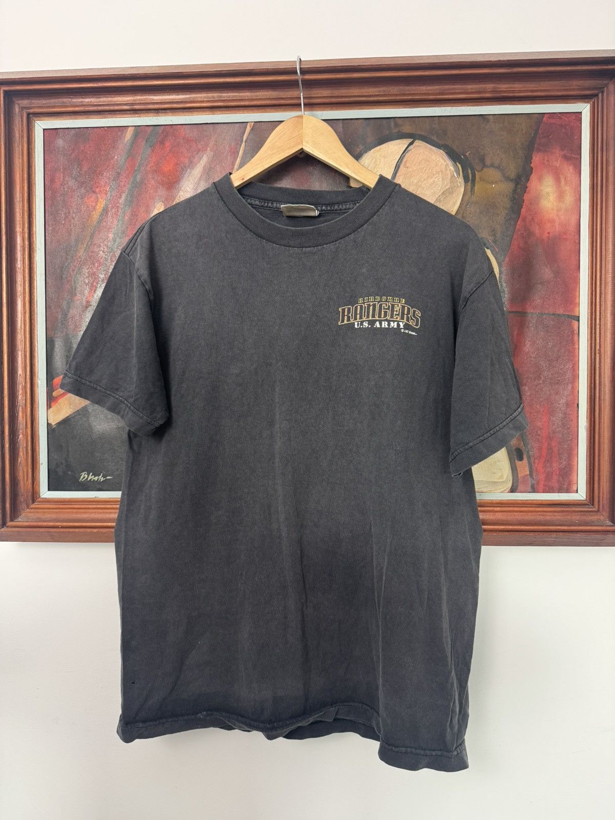 Vintage US Army Airborne Rangers Skull Logo Vintage Washed Tee Rare Size US M / EU 48-50 / 2 - 2 Thumbnail