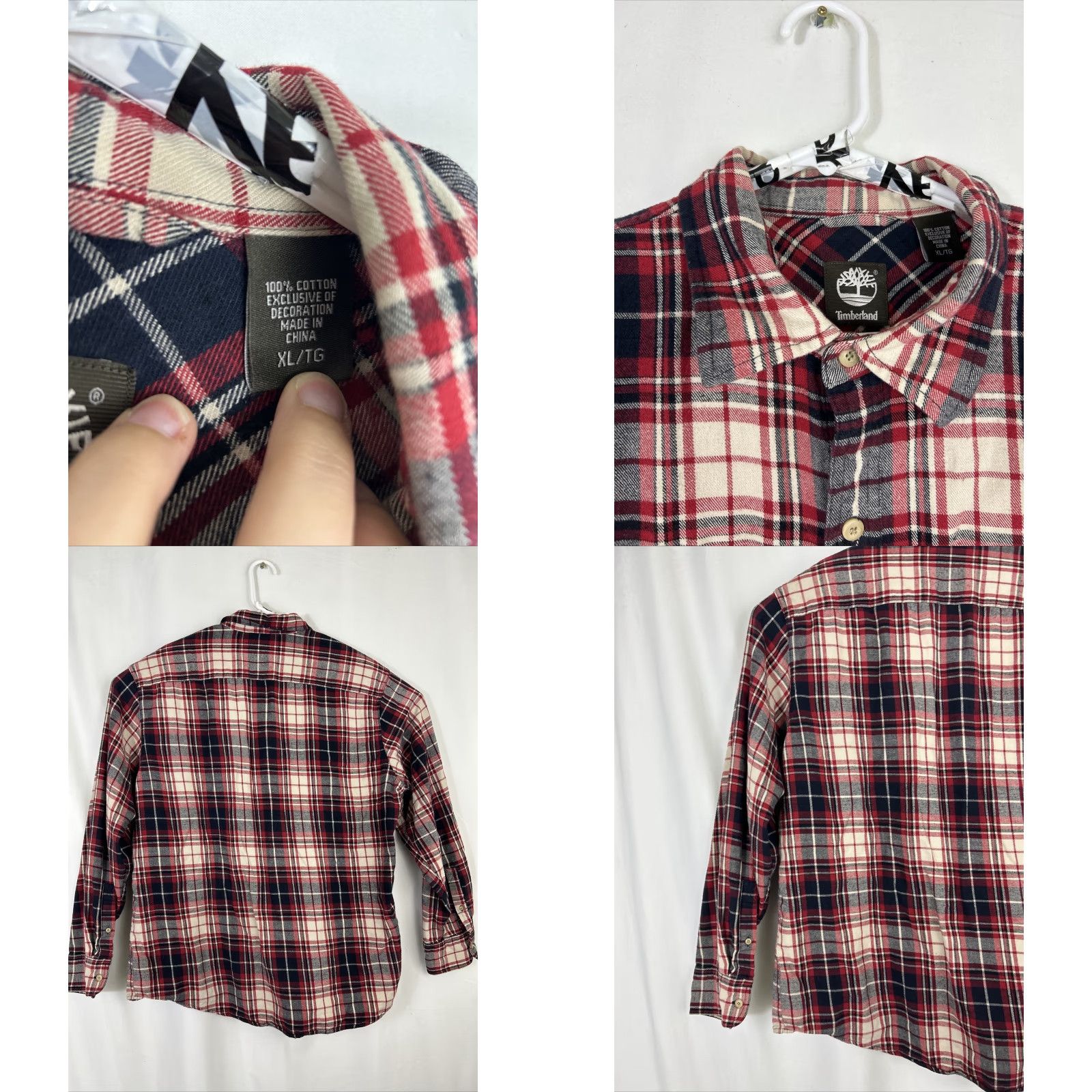 Timberland Timberland Mens XL Button-Up Flannel Shirt Plaid Red White Blue Long Sleeve Size US XL / EU 56 / 4 - 8 Thumbnail