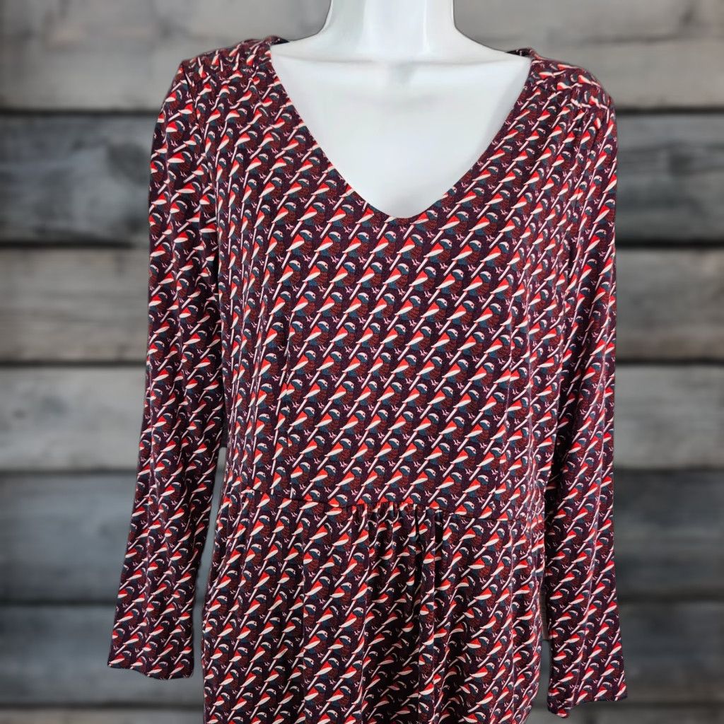 Boden Boden Romilly Jersey Dress Purple Bird Print Long Sleeve Size 10 Womens Knee Length V-Neck Pocket Size L / US 10 / IT 46 - 1 Thumbnail