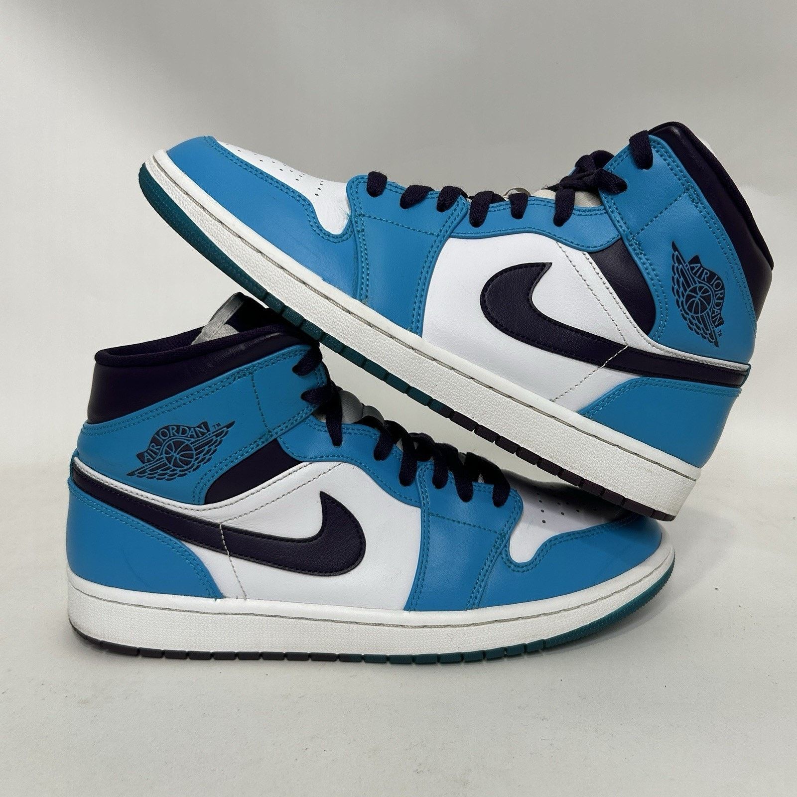 Jordan Brand Nike Air Jordan 1 Mid Retro “Hornets/Purple Blue White” Size US 10.5 / EU 43-44 - 1 Thumbnail