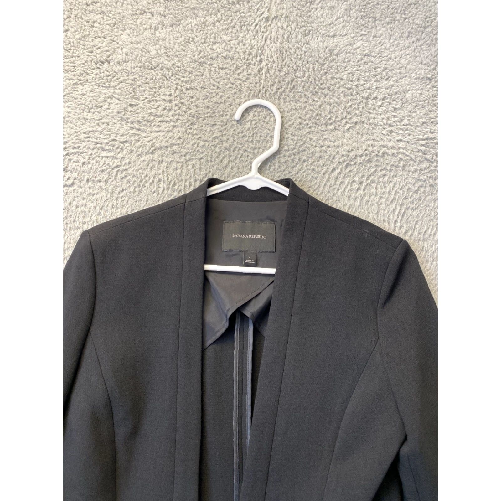 Banana Republic Banana Republic Blazer Womens Size 4 Black Open Front Jacket Regular Zip short Sleeve Casual 90s? Size S / US 4 / IT 40 - 2 Thumbnail
