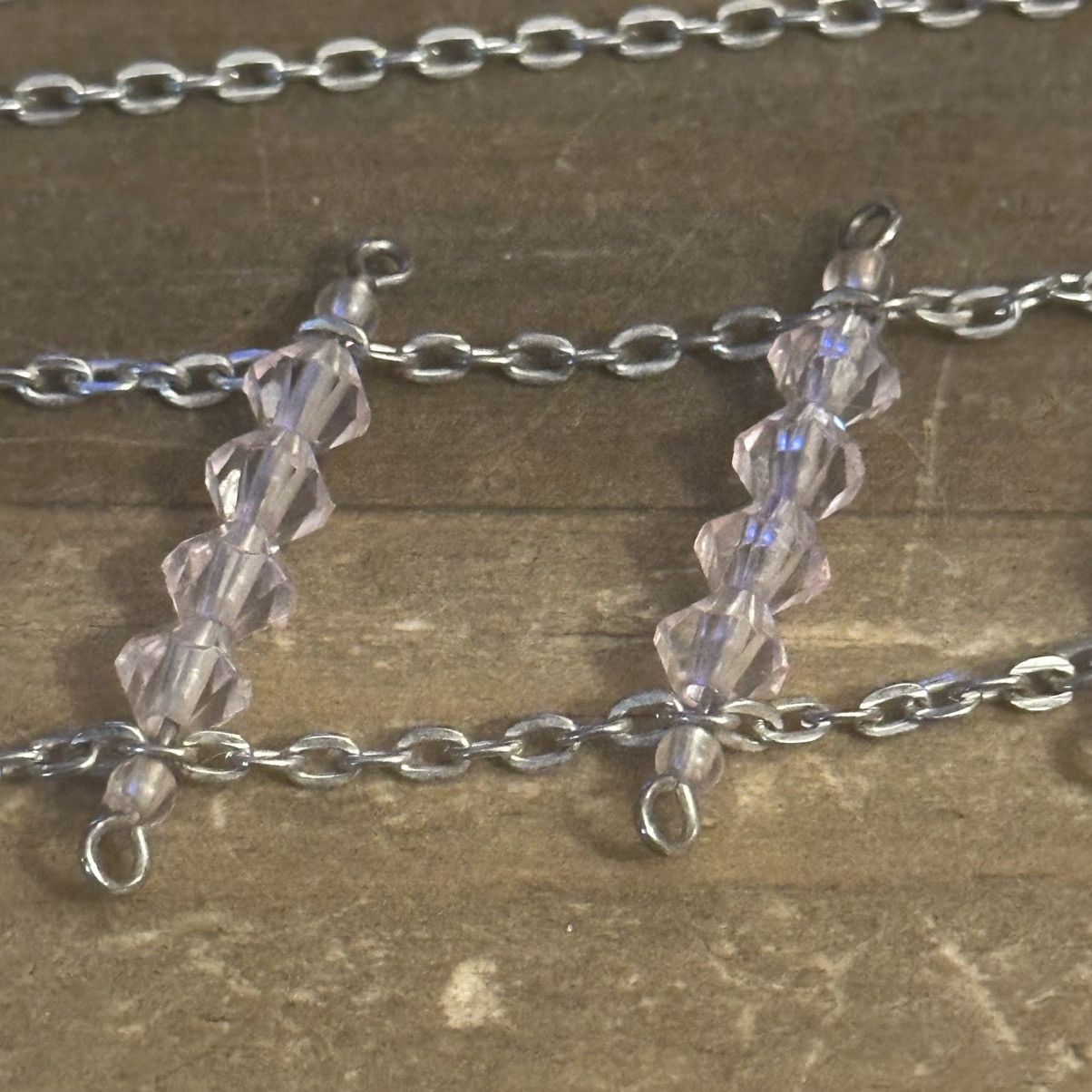 Vintage Vintage silver tone pink crystal ladder necklace Size ONE SIZE - 3 Thumbnail