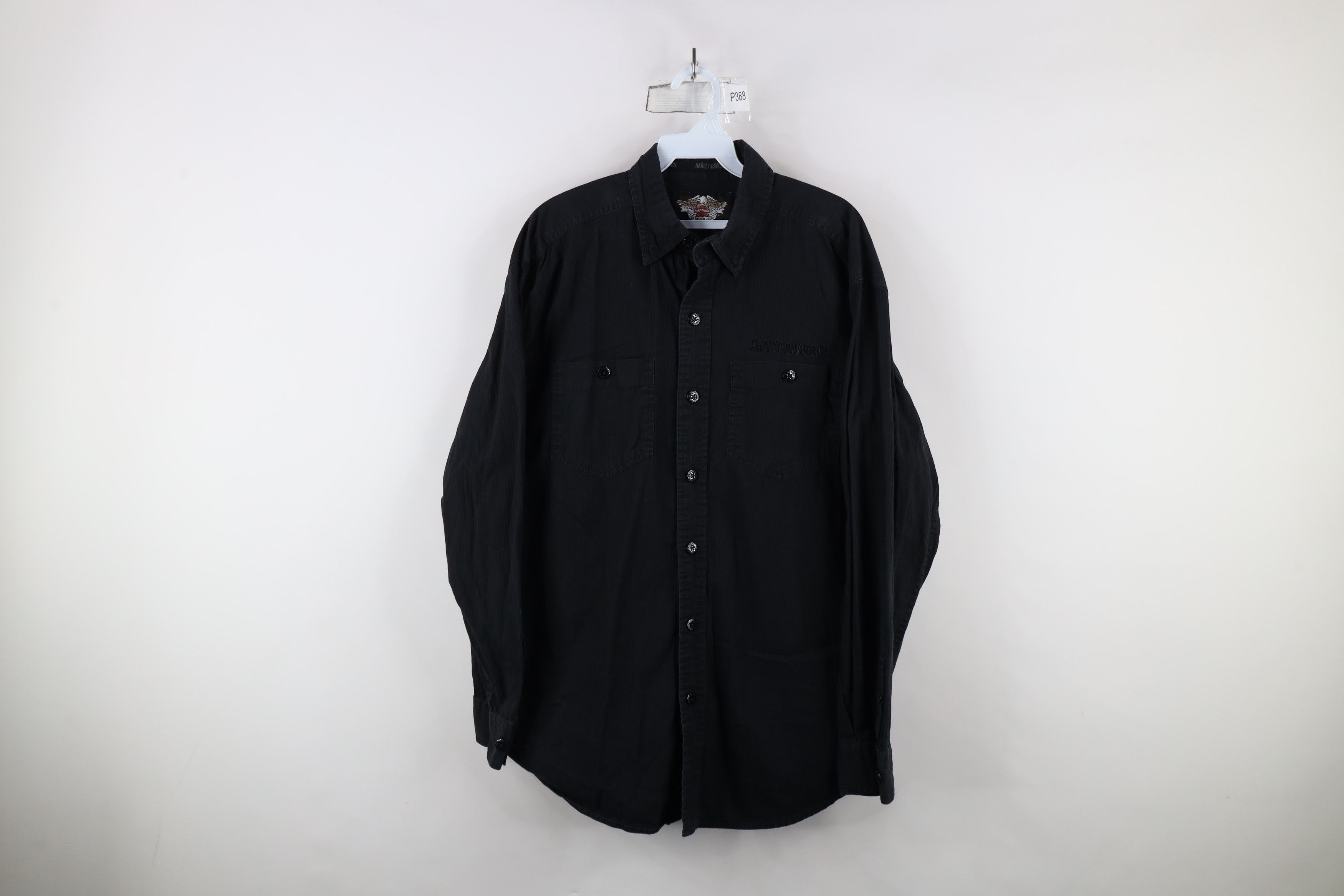 Harley Davidson × Vintage Vintage Harley Davidson Spell Out Striped Button Down Shirt Size US M / EU 48-50 / 2 - 1 Thumbnail