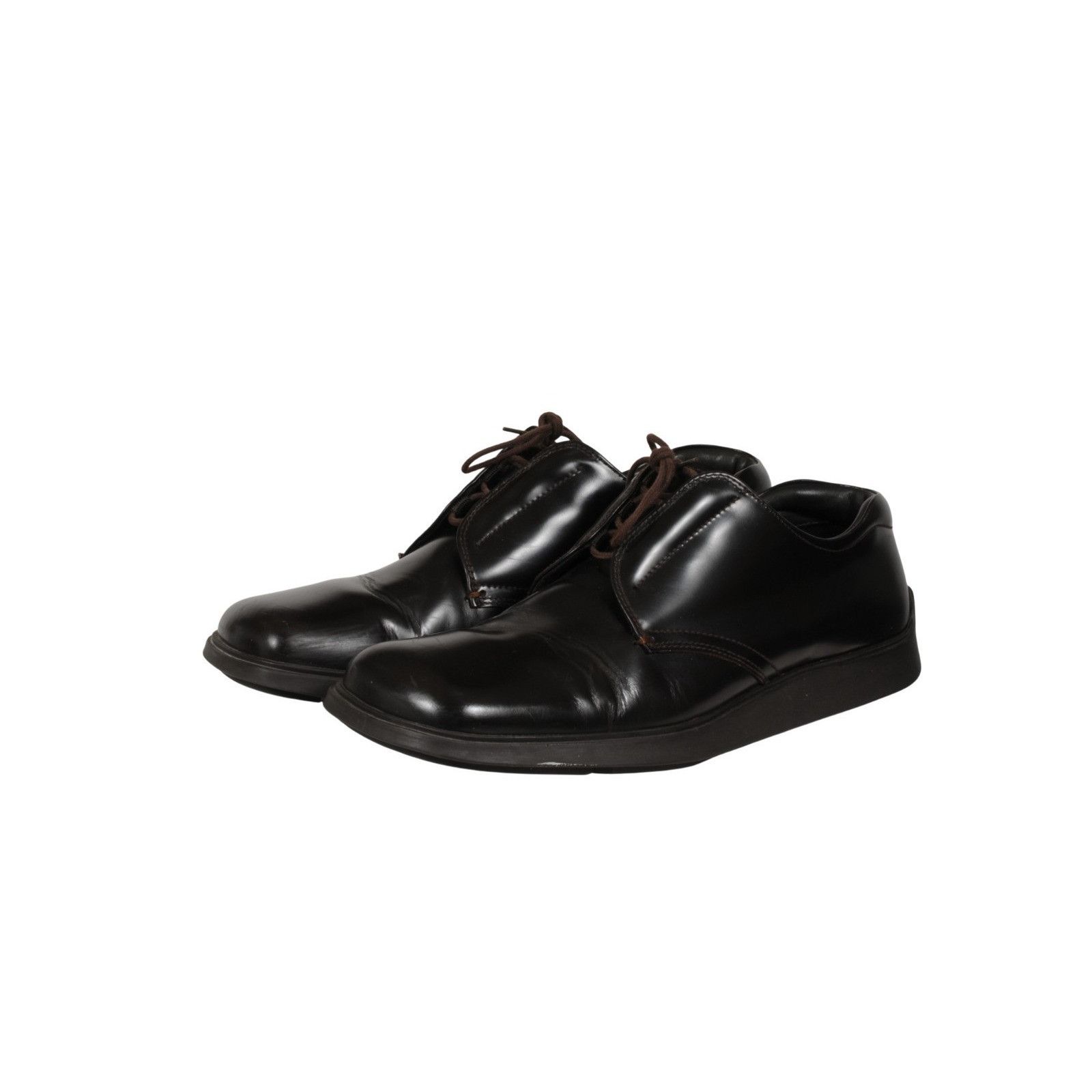 Prada Vtg 2000s Square Toe Oxfords Brown Leather - 02617 Size US 14 / EU 47 - 7 Thumbnail