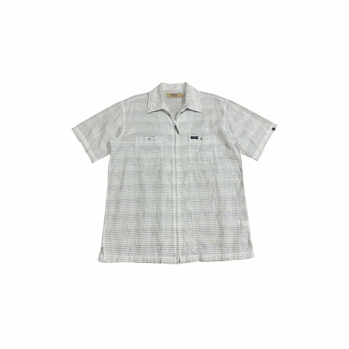 Japanese Brand 🔥Rare Vintage Kansai Jeans Striped Zip Shirt Double Pockets Size US L / EU 52-54 / 3 - 2 Thumbnail
