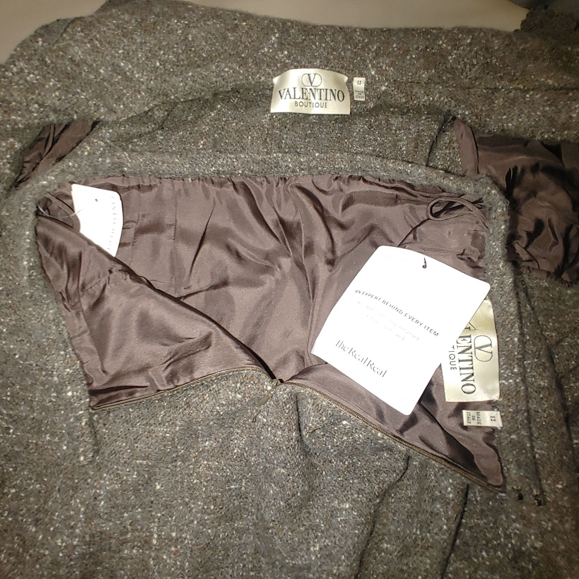 Other Valentino Skirt Suit Set Sz 12 Wool Angora Blend Brown Tweed Size XL / US 12-14 / IT 48-50 - 22 Thumbnail