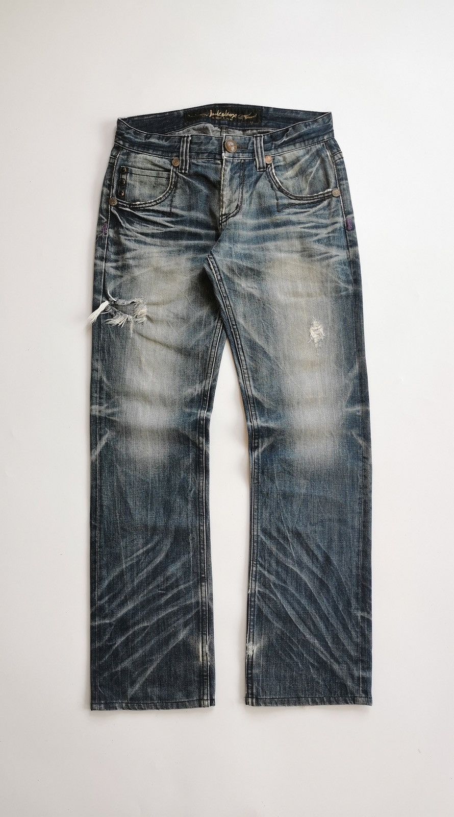 Japanese Brand Jukebox Japan Whiskers Faded Distressed Jeans Size US 31 - 4 Thumbnail