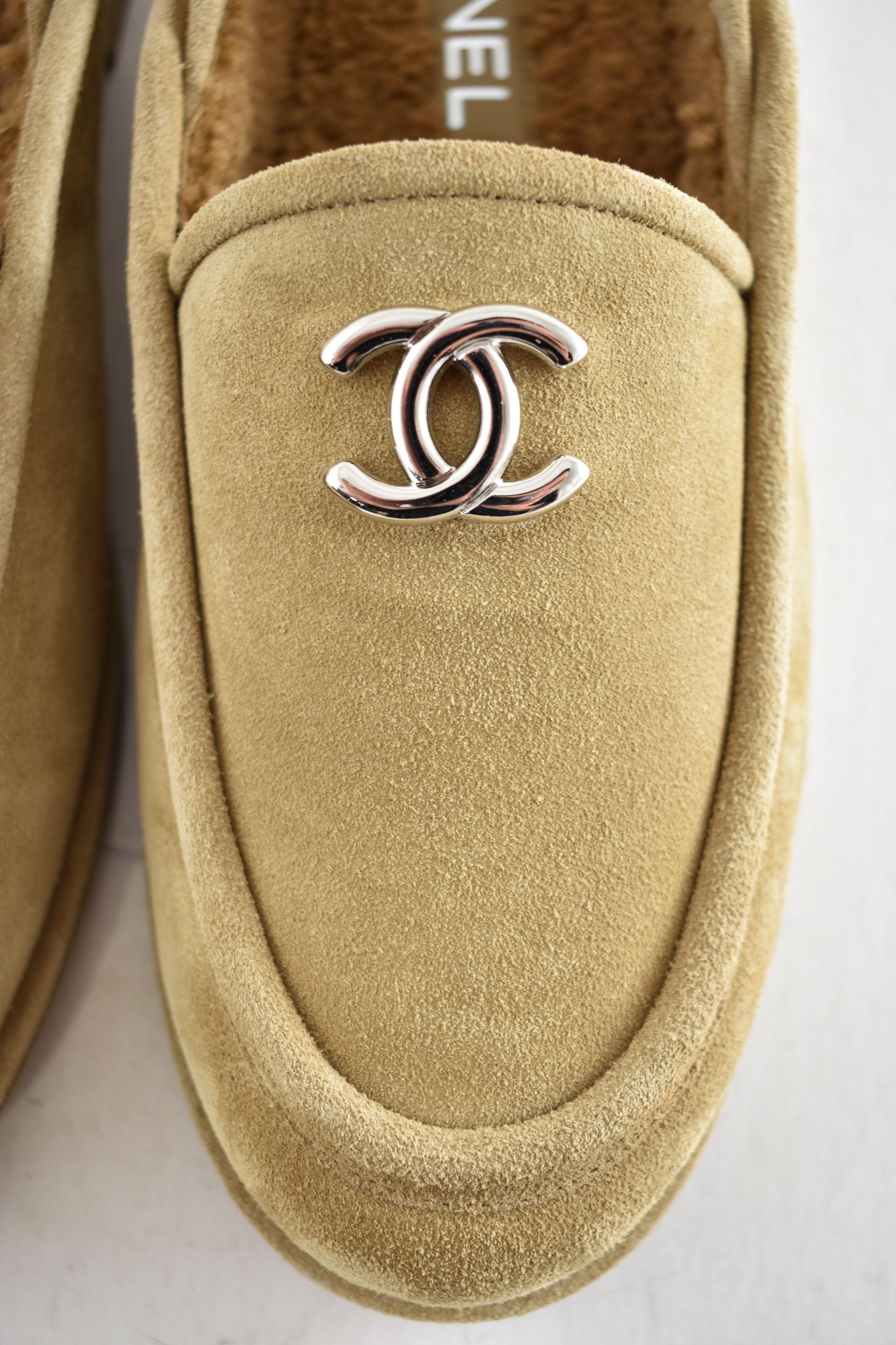 Chanel Chanel Suede CC Shearling Moccasin Slingback Loafer Flat 41 Size US 11 / IT 41 - 9 Thumbnail