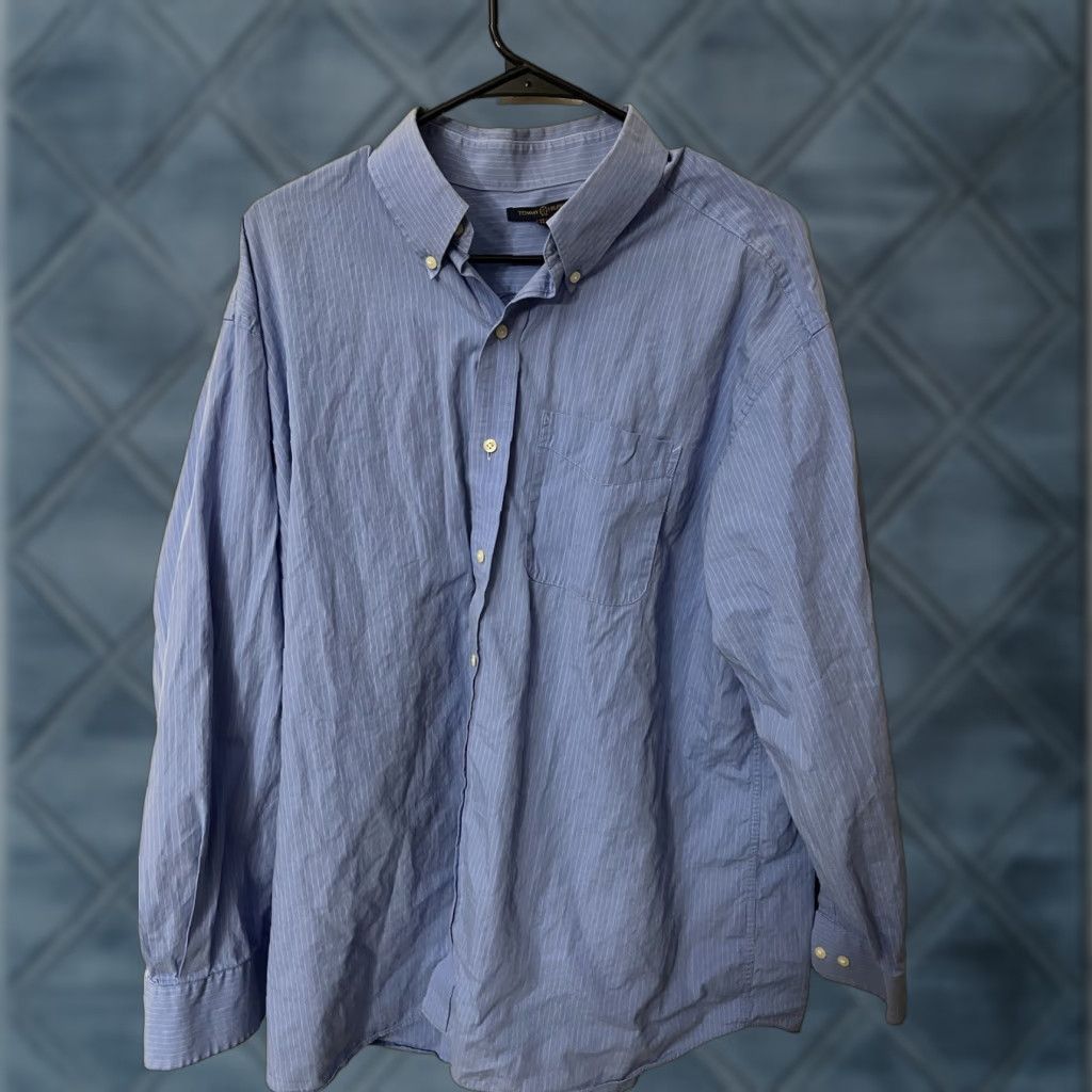Tommy Hilfiger VINTAGE Tommy Hilfiger Button-Down Shirt Long Sleeve Striped Blue 17.5 XL Men’s Regular Fit Adult XL Button-Up Shirt Size US XL / EU 56 / 4 - 1 Thumbnail