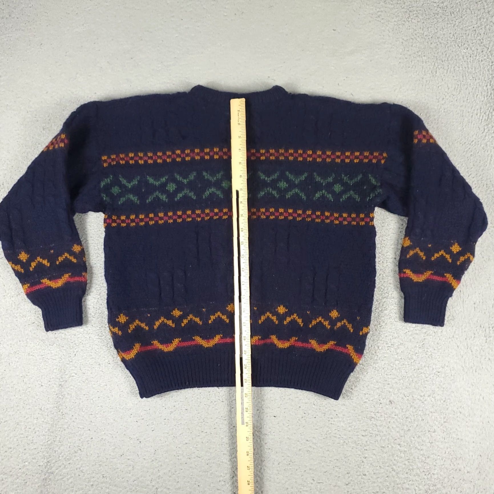 Vintage VINTAGE Carraig Donn Sweater Chunky-Knit Striped Blue Wool Adult Large Ireland Mens Size US L / EU 52-54 / 3 - 6 Thumbnail