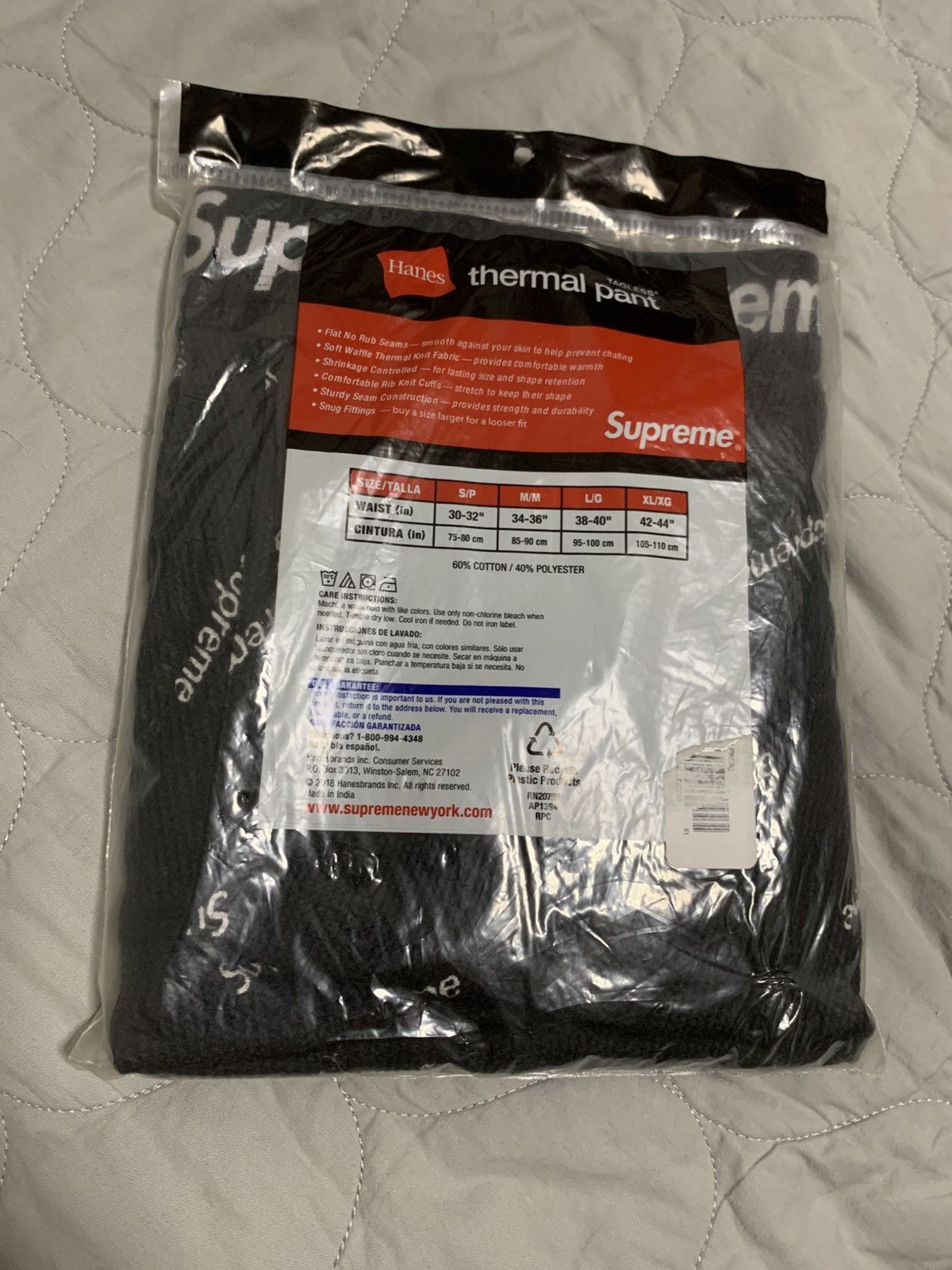 Supreme Supreme Hanes Thermal Pant (1 Pack) Black logos Size US 36 / EU 52 - 2 Thumbnail