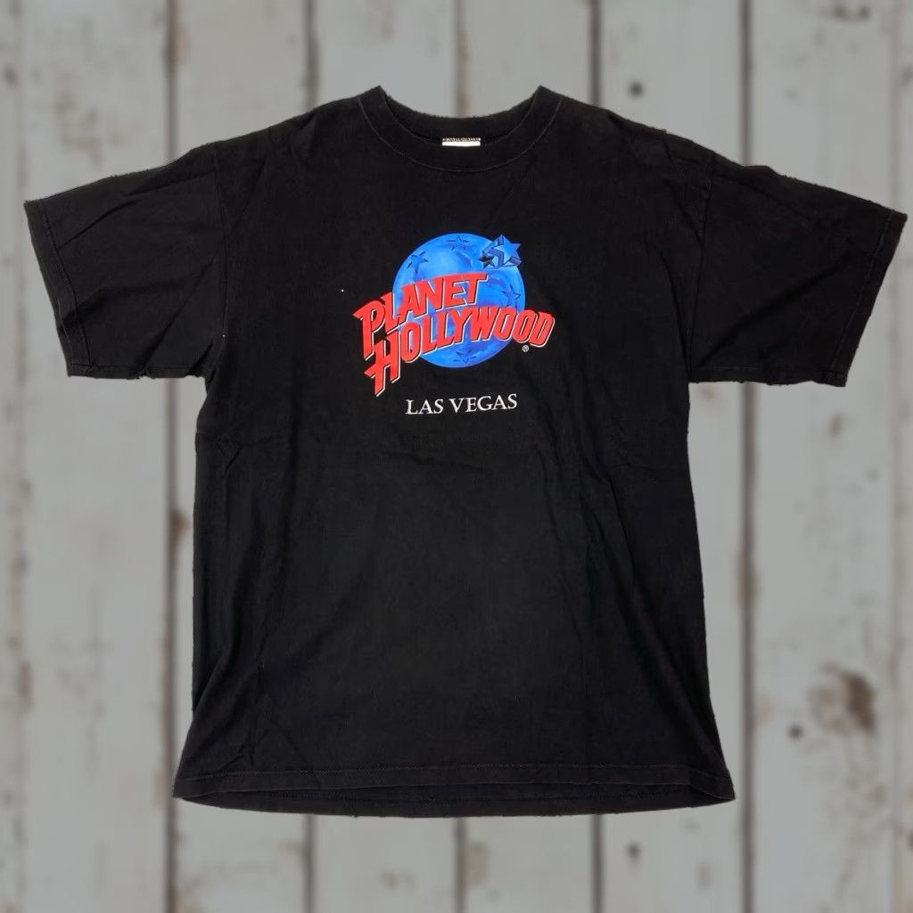 Planet Hollywood VINTAGE Planet Hollywood Las Vegas Black T-Shirt Mens Large 90s Graphic Print Crew Neck Short Sleeve Cotton Size US L / EU 52-54 / 3 - 1 Thumbnail