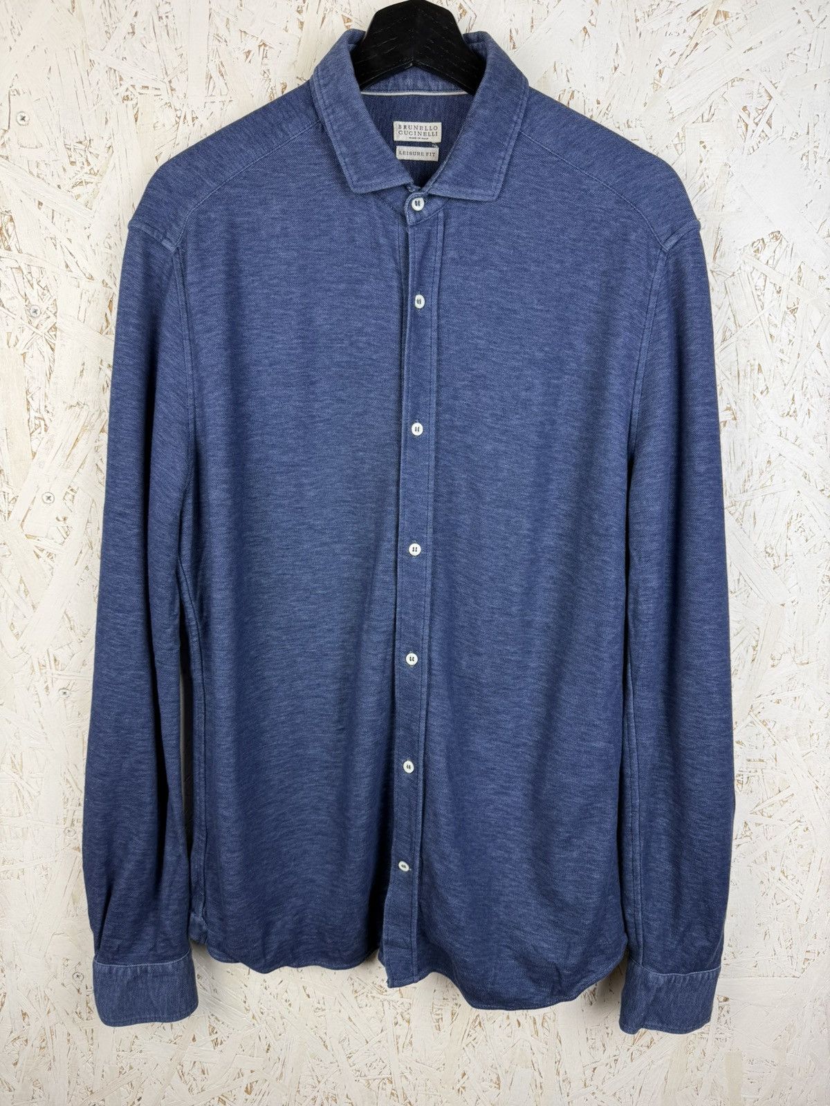Brunello Cucinelli Brunello Cucinelli Blue Leisure Fit Cotton Long Sleeve Shirt Size US L / EU 52-54 / 3 - 1 Thumbnail