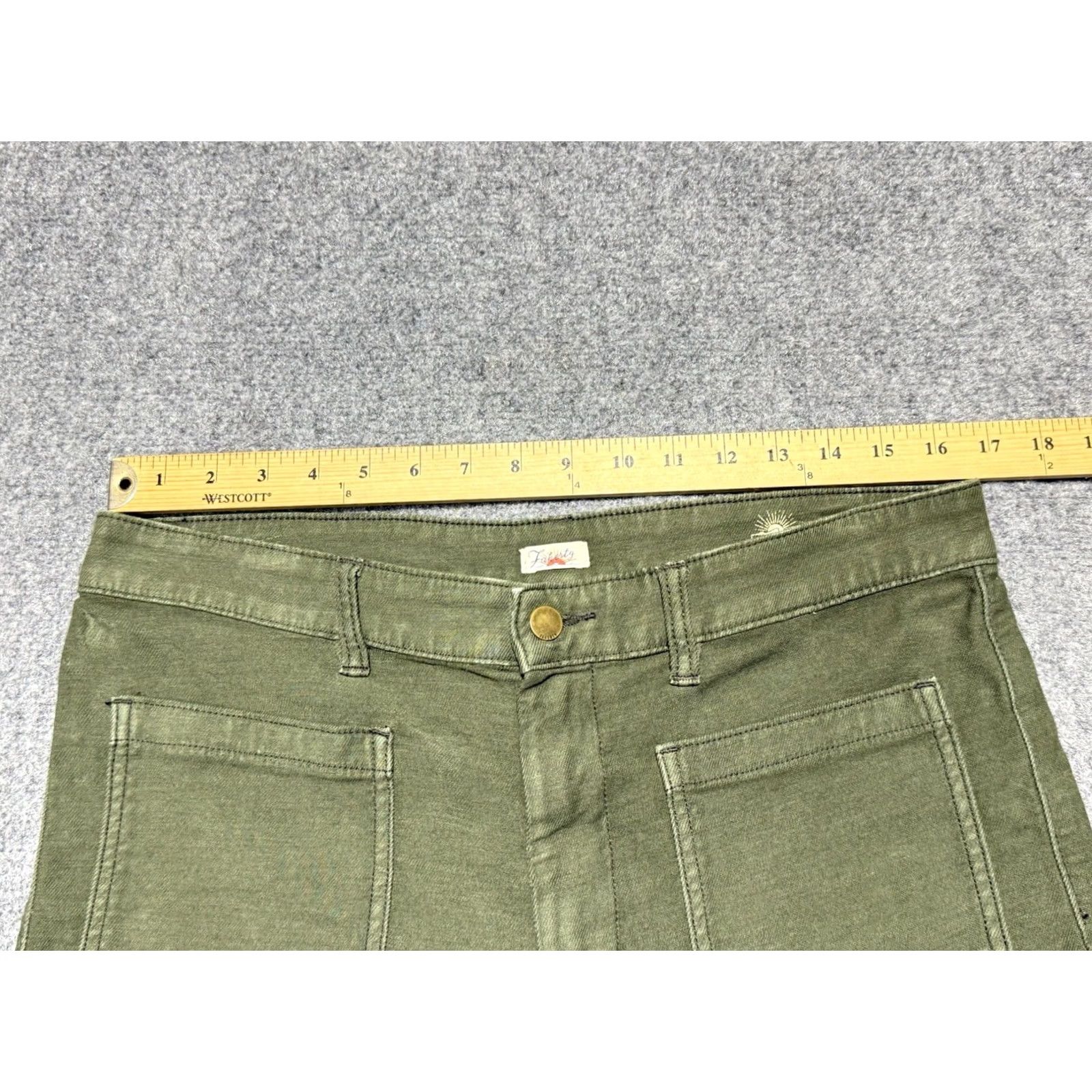 Faherty Faherty Stretch Terry Patch Pocket Pant Womens 32 Green High Rise Wide-Leg Pants Size 24" / US 00 / IT 34 - 6 Thumbnail