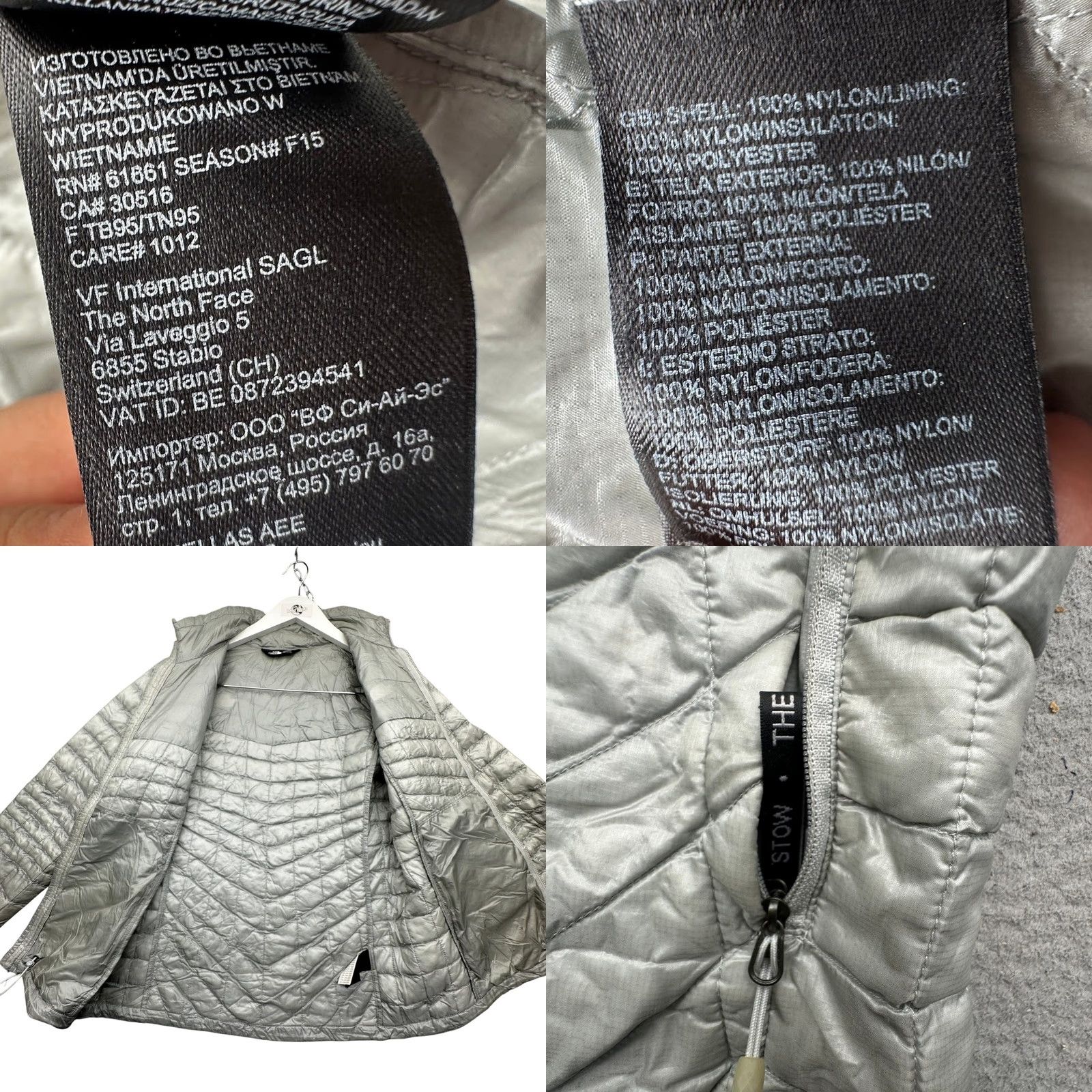 The North Face The North Face Thermoball Nano Puffer Jacket Womens S Gray Full Zip Pockets TN95 TB95 Size S / US 4 / IT 40 - 9 Thumbnail
