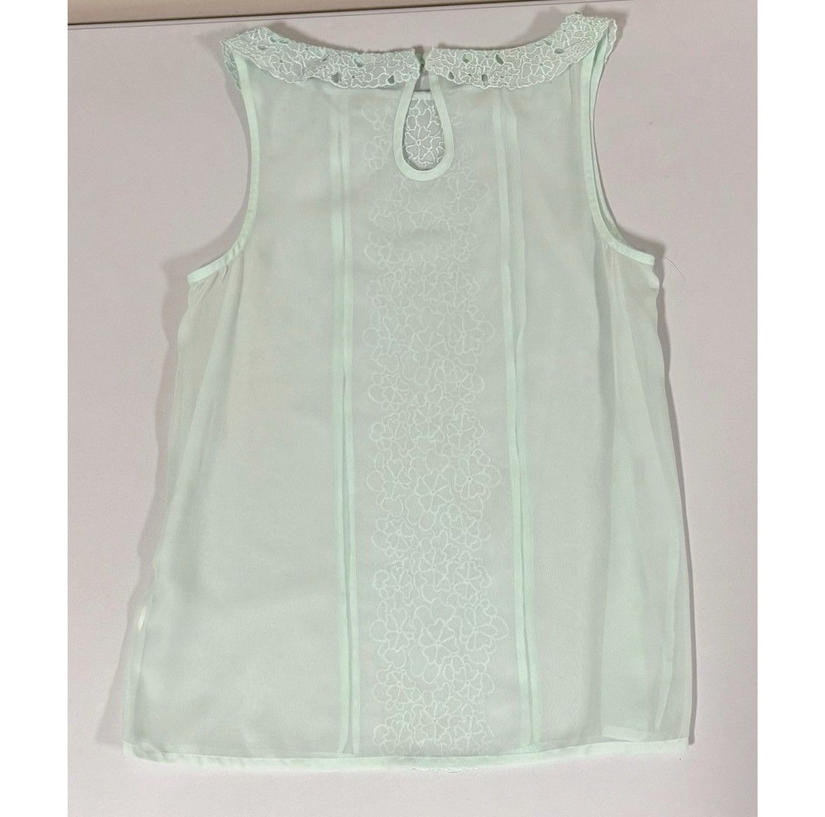Vintage Mint Green Floral Collared Tank Top Shirt Blouse Size XS 🪷✨ Size XS / US 0-2 / IT 36-38 - 3 Thumbnail