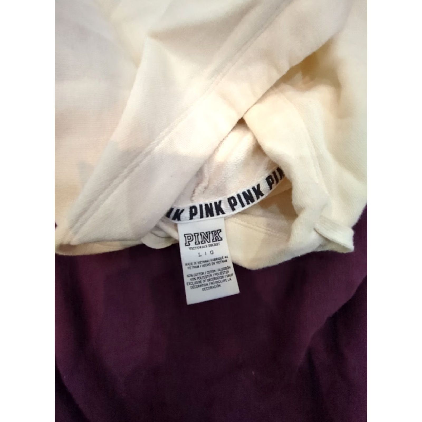 Pinko PINK Hoodie Women's Large Zip Crew Neck Logo Multicolor Cotton Blend Long Sleeve Full Zip Hooded Victoria's Secret PINK Size L / US 10 / IT 46 - 3 Thumbnail