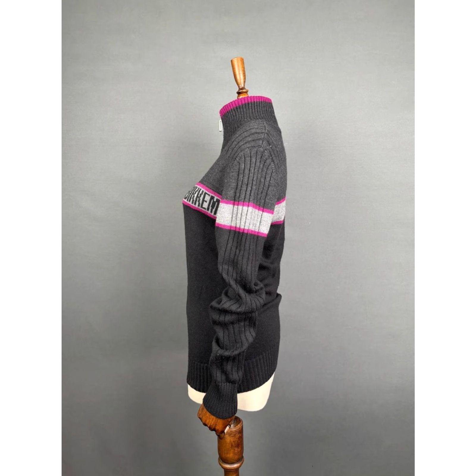 Vintage Bikkembergs Womens Sweater Cardigan M Black Wool Acrylic Knit Long Sleeve Zipper Logo Dressy Casual Womens Size M / US 6-8 / IT 42-44 - 4 Thumbnail