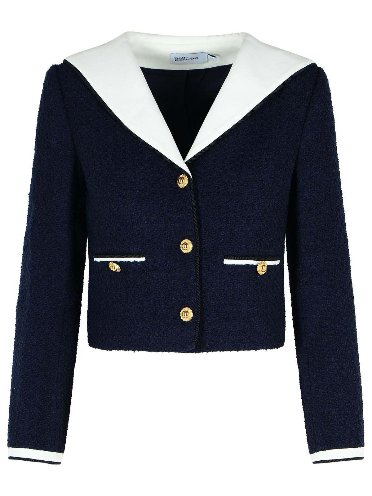 Self-Portrait SELF PORTRAIT 'Boucle' Blue Wool Blend Jacket Size S / US 4 / IT 40 - 1 Thumbnail