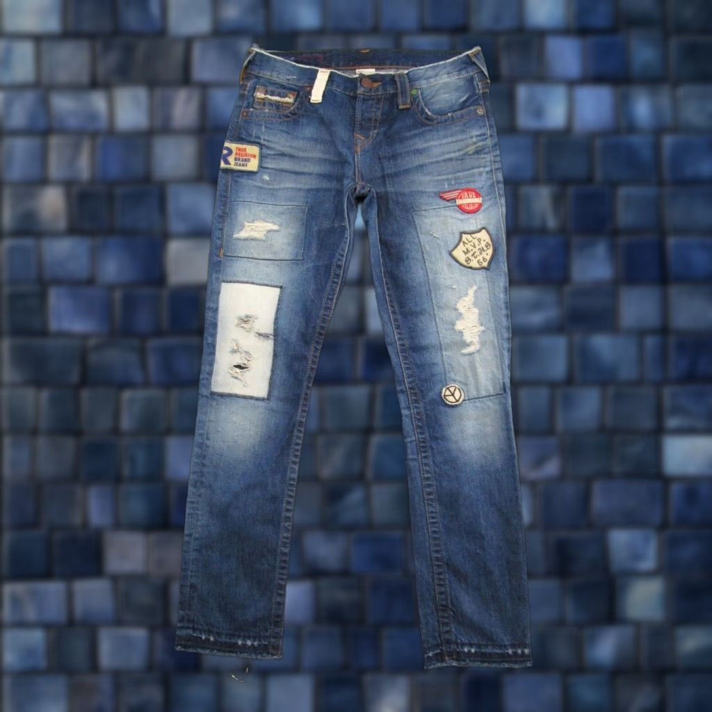 True Religion True Religion Jeans Patch Patchwork Denim Button Fly Raw Hem Size 26 USA Men’s Skinny Blue 30 Inseam Size US 26 / EU 42 - 1 Thumbnail