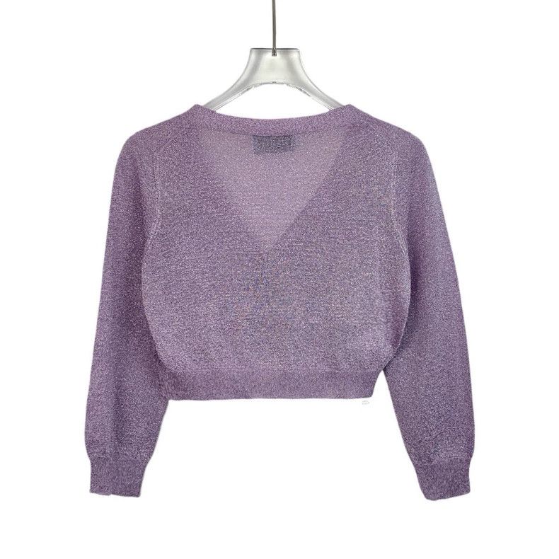 Prada Prada Size 38 Purple logo letter embroidery short knitted Size US XXS / EU 40 - 2 Thumbnail