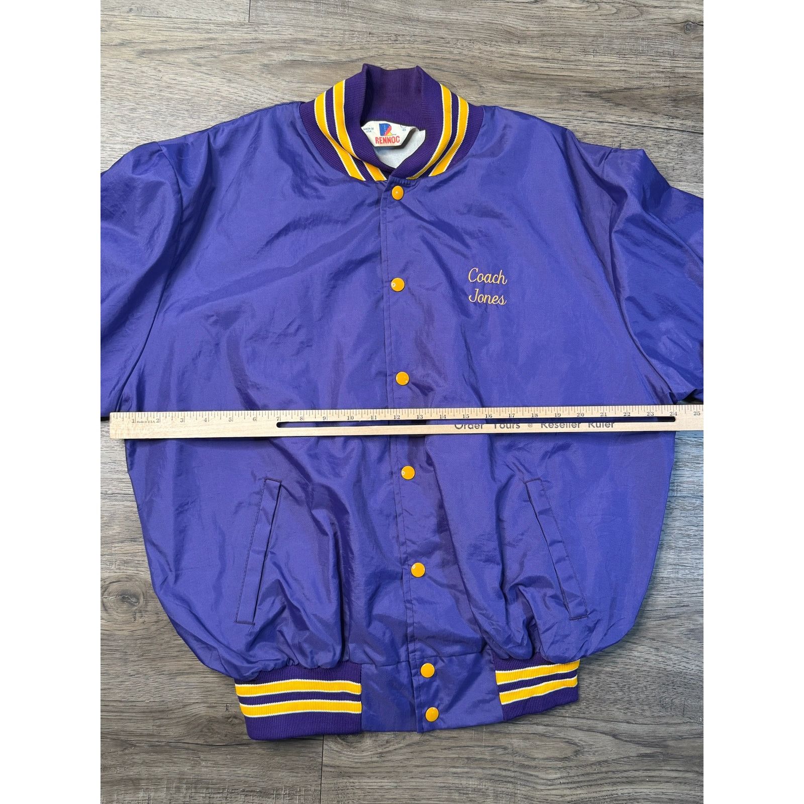 Rennoc Rennoc Varsity Jacket Men XL Purple Coach Jones Embroidery Size US L / EU 52-54 / 3 - 6 Thumbnail