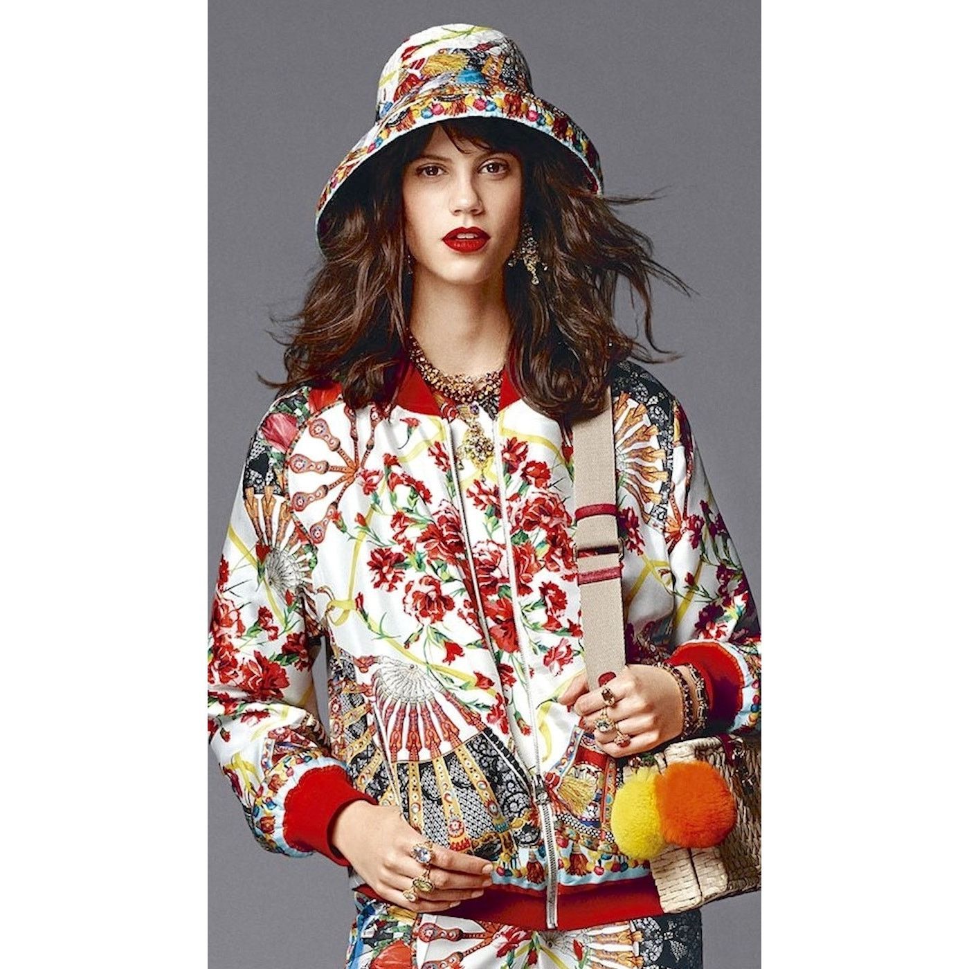 Dolce & Gabbana Dolce & Gabbana Cream Red Silk Bomber Jacket Multi IT 38 Size XS / US 0-2 / IT 36-38 - 1 Thumbnail