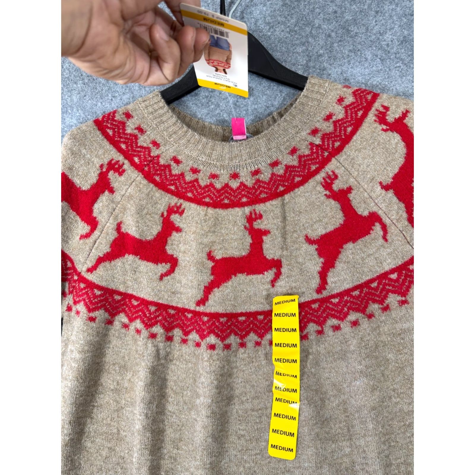 Vince Camuto Vince Camuto Sweater Womens M Brown Red Reindeer Fair Isle Stretch NWT Crew Neck Long Sleeve Christmas Holiday Pullover Knit Winter Fall Size M / US 6-8 / IT 42-44 - 5 Thumbnail