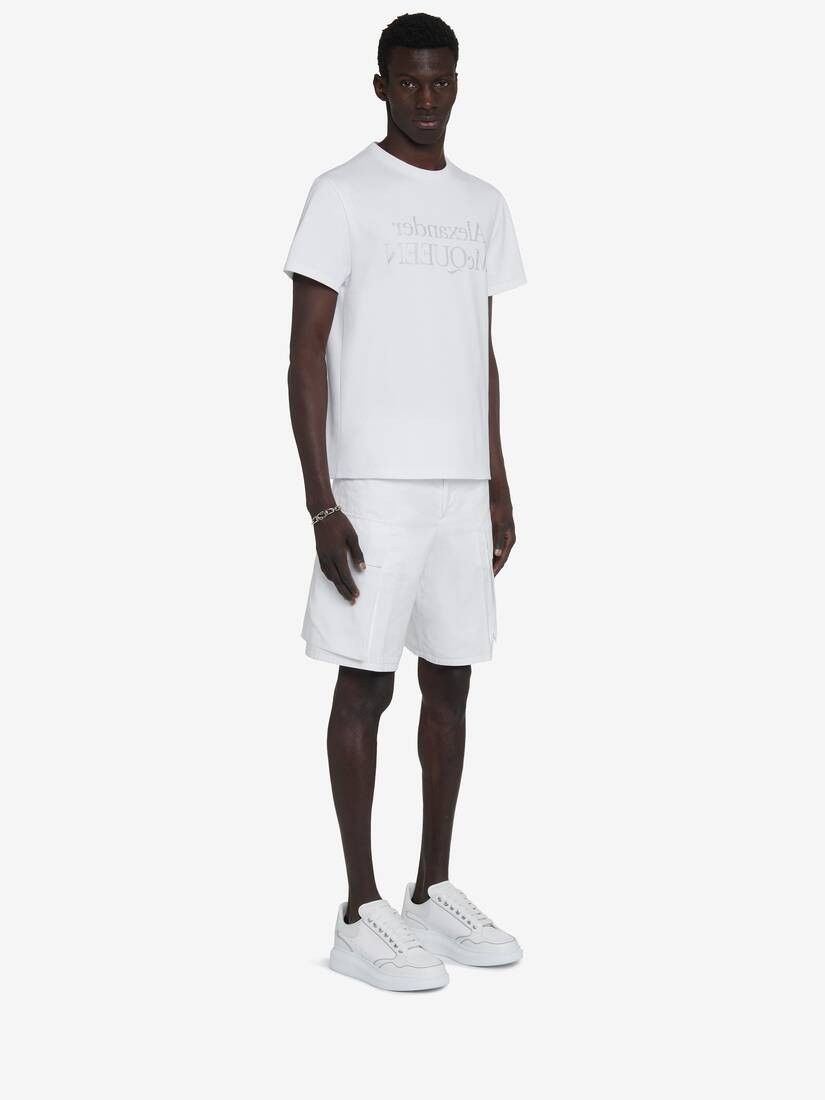 Alexander McQueen o1w1db10725 Reflected Logo T-Shirt in White Size L / US 10 / IT 46 - 4 Thumbnail