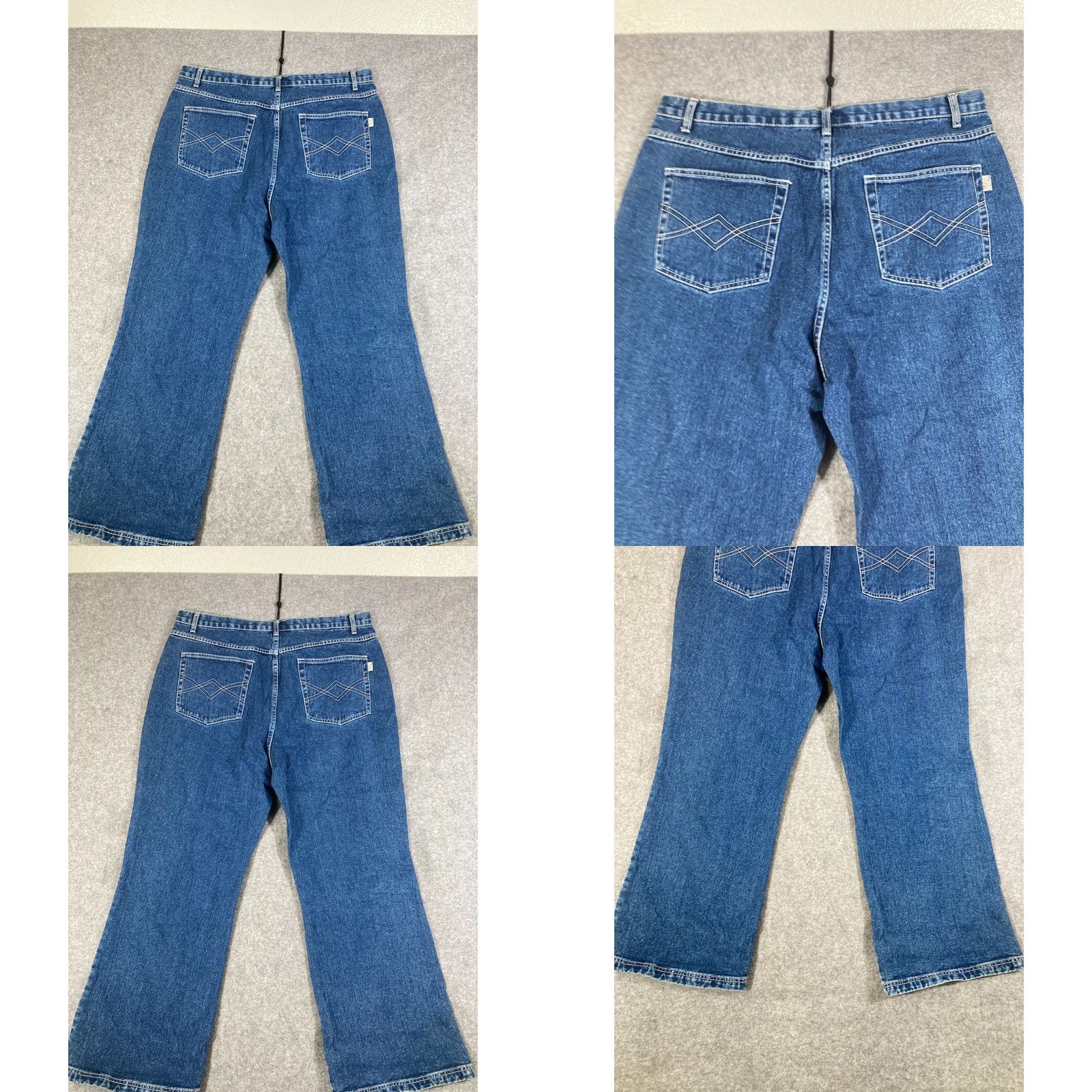 Denime Revolt Bootcut Womens Jeans 22 Blue Denim Striped Straight Leg Waistband Pockets Jeans 90s Womens (Plus) Blue Size 40" / US 18 - 8 Thumbnail