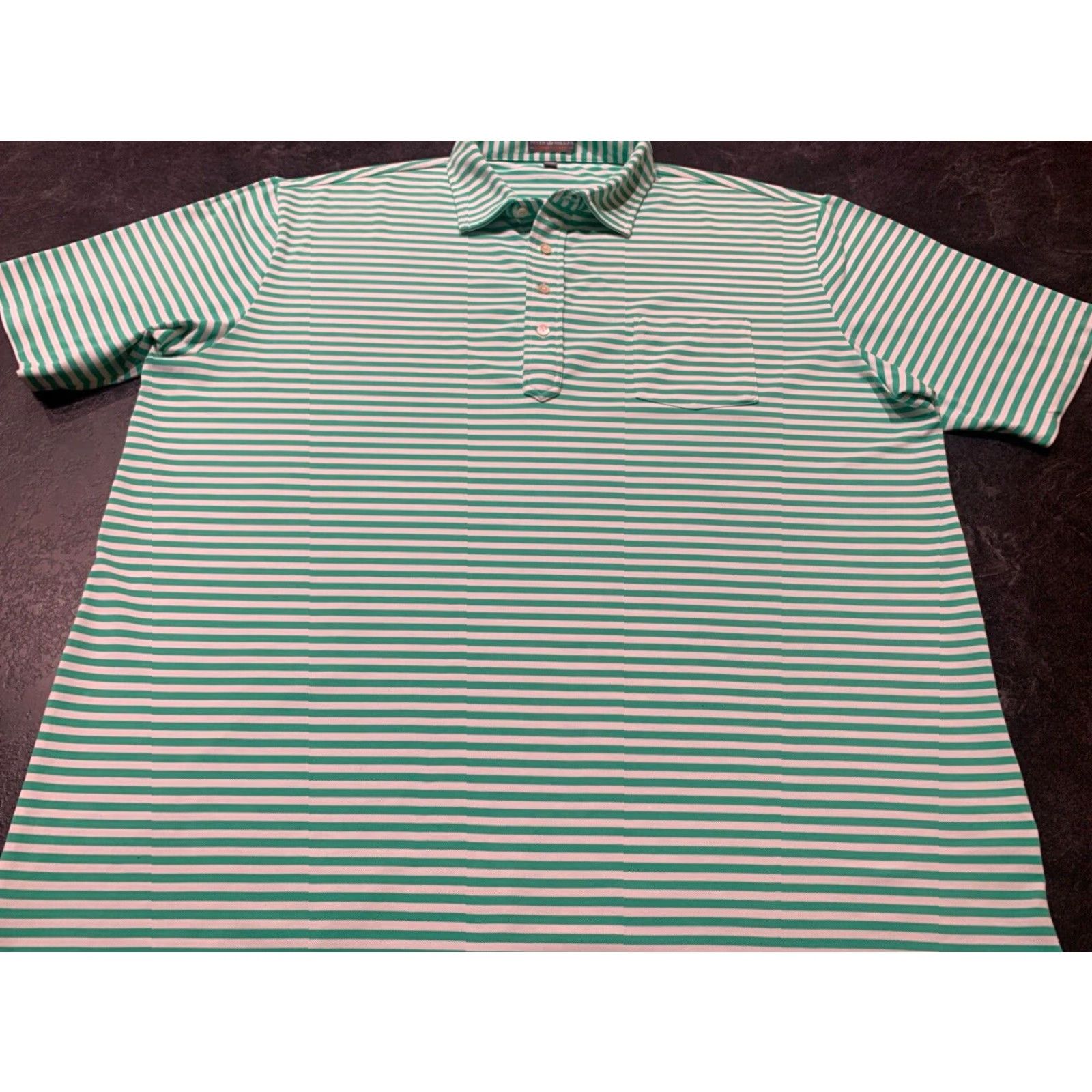 Peter Millar VINTAGE Peter Millar Summer Comfort Polo Shirt Men 2XL Golf Green White Multi Summer Size US XXL / EU 58 / 5 - 2 Thumbnail