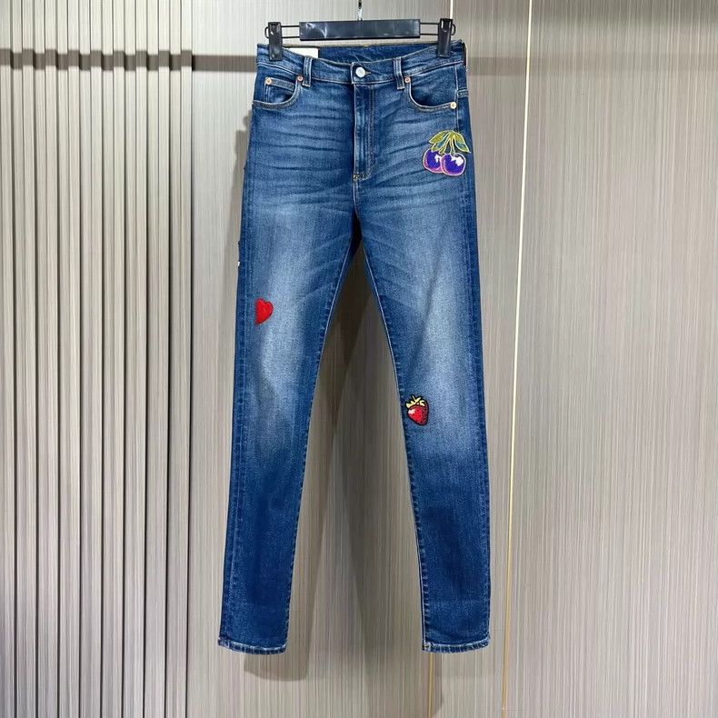 Gucci Embroidered Cherry Denim Pants- DMC