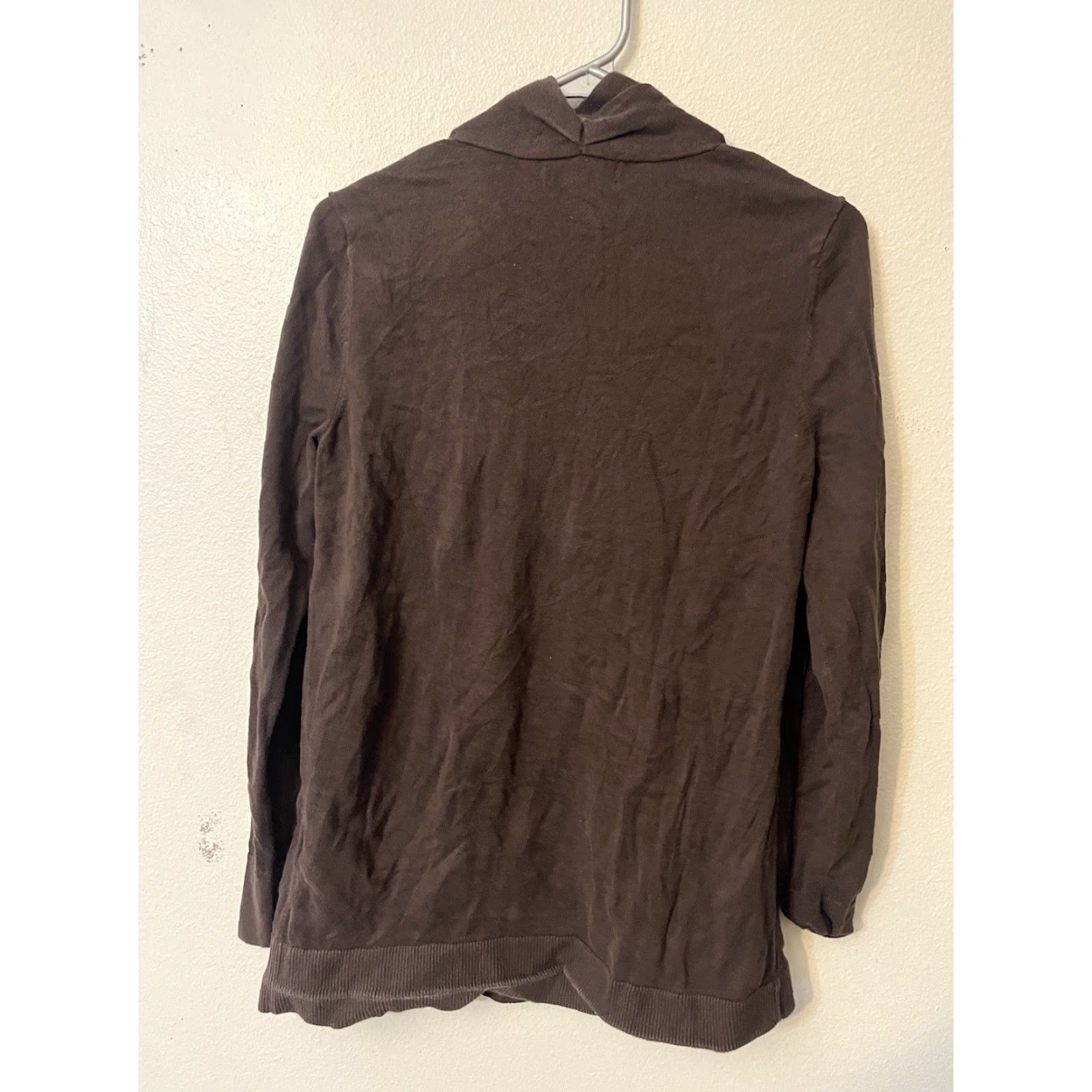 Lands' End Lands' End Cardigan Sweater - Brown Cotton Open Front S Tall Women Size S / US 4 / IT 40 - 2 Thumbnail