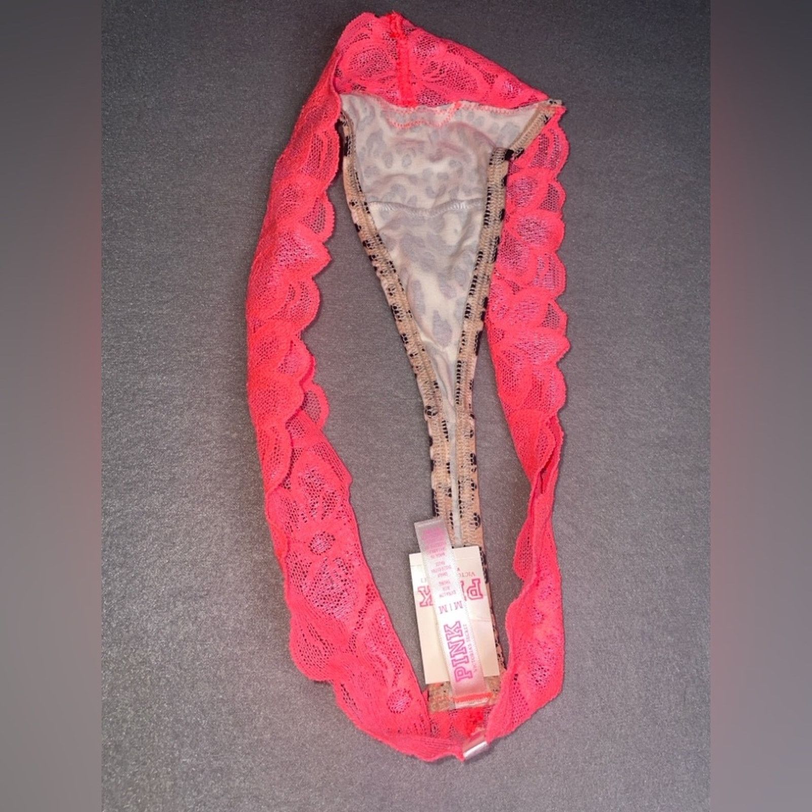 Victoria's Secret Victoria’s Secret’s Leopard Hot Neon Lace Thong NEW M Size ONE SIZE - 6 Thumbnail