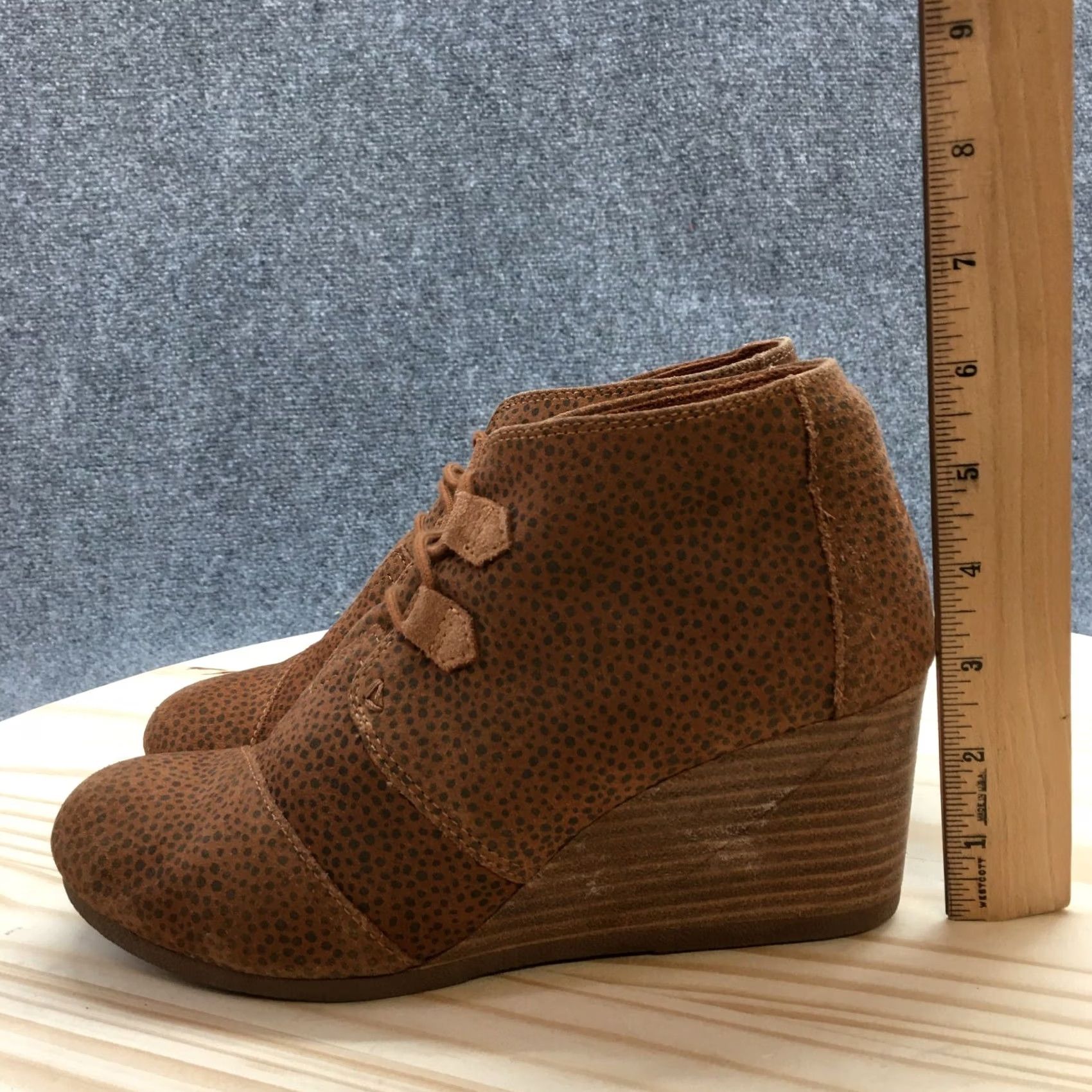 Toms TOMS Boots Womens 9 Kala Ankle Bootie Brown Lace Up Casual Wedge Heels Size US 9 / IT 39 - 6 Thumbnail