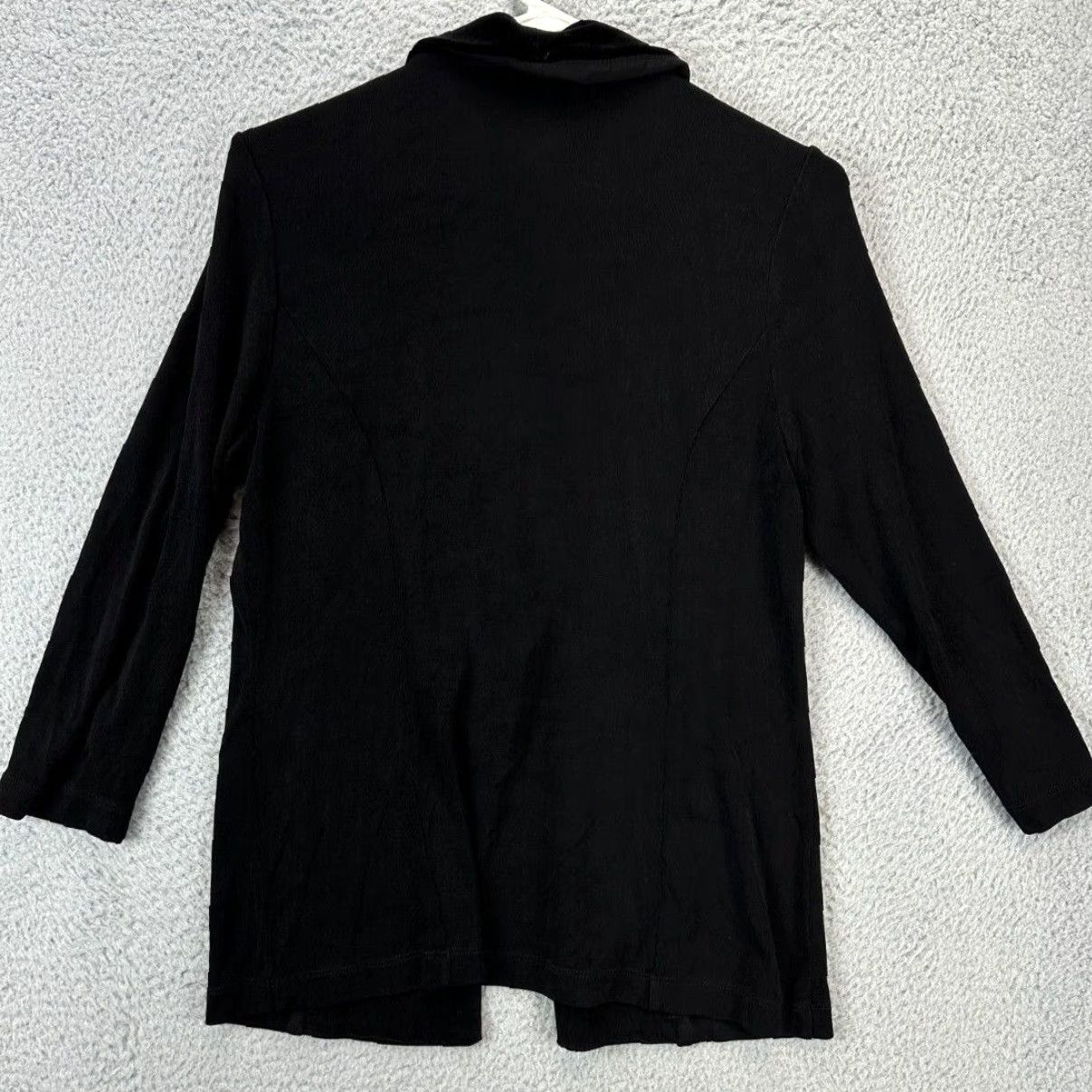 Vintage Chicos Sweater Cardigan Womens 1 Black Velour Accent Open Made In USA Travelers Size XS / US 0-2 / IT 36-38 - 2 Thumbnail