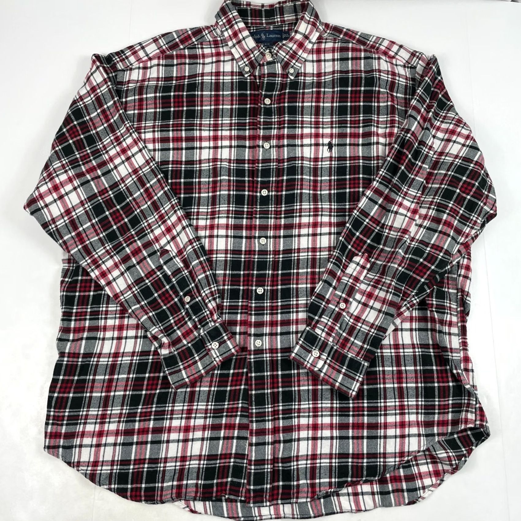 Ralph Lauren Vintage Ralph Lauren Shirt Men Extra Large Black Flannel Long Sleeve Button Down Size US XL / EU 56 / 4 - 2 Thumbnail