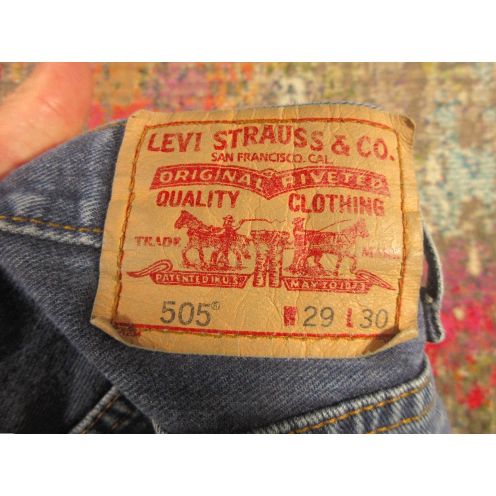 Levi's Levi's 505 Jeans 29x30 Medium Blue Denim Regular Straight Jeans Men Slim Comfort Pockets Belt Loops 5-Pocket Denim Zip Size US 29 - 4 Thumbnail