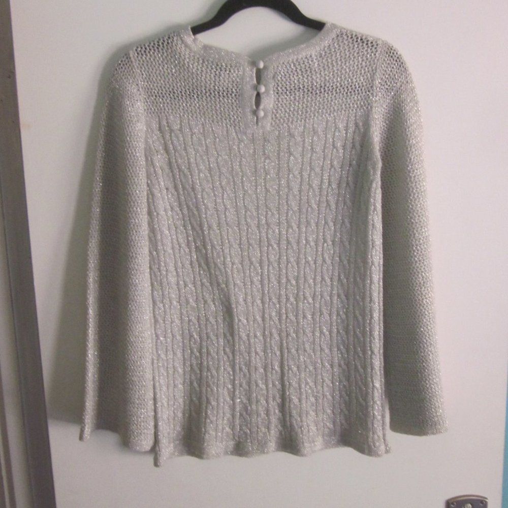 Saks Fifth Avenue Vintage Sweater Banff Silver Knit Sparkle Fits XS Size XS / US 0-2 / IT 36-38 - 4 Thumbnail