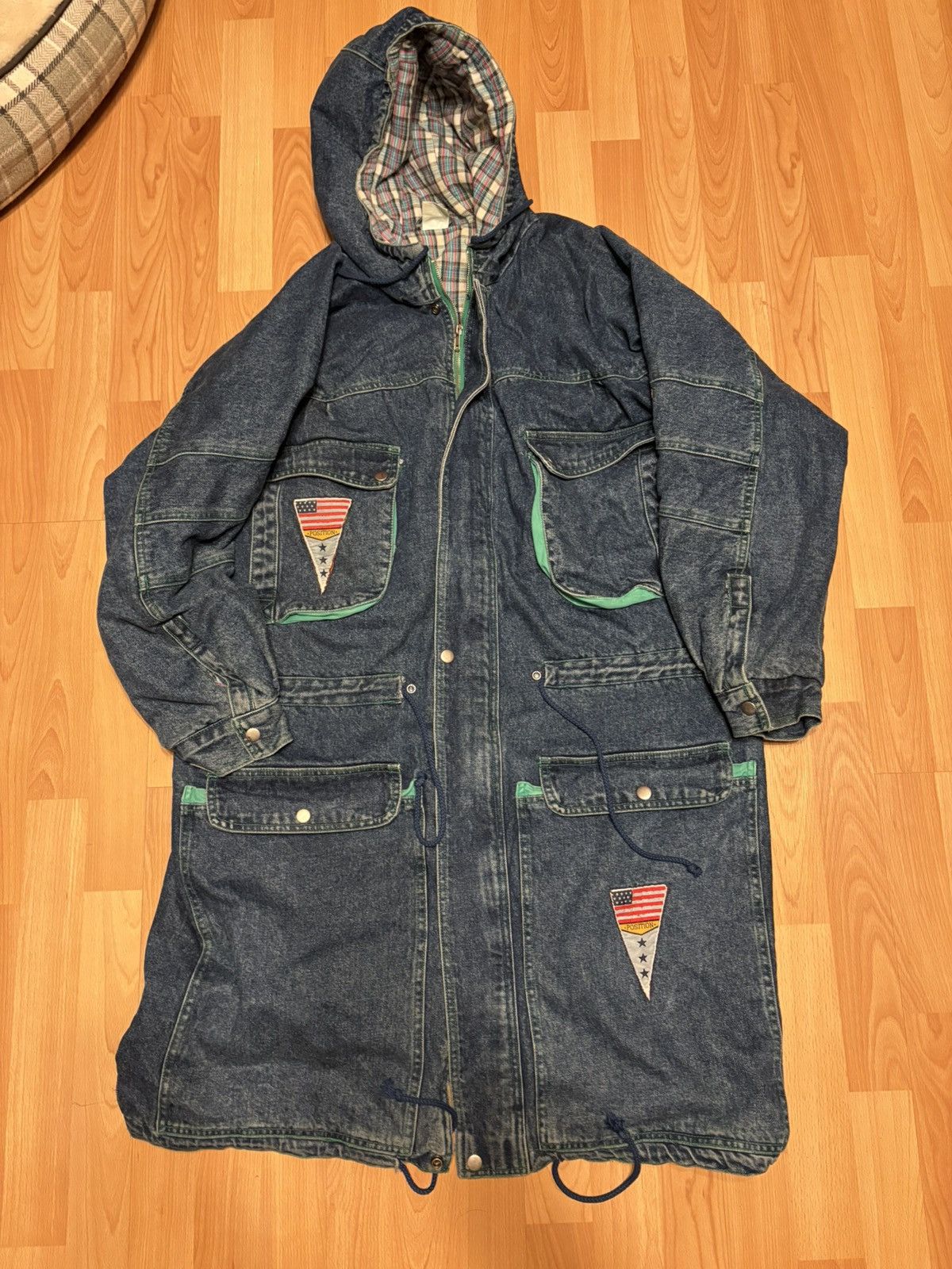 Vintage Vintage East Boys Denim Jacket 90’s Plaid Lined Trench Chore Size US XXL / EU 58 / 5 - 1 Thumbnail