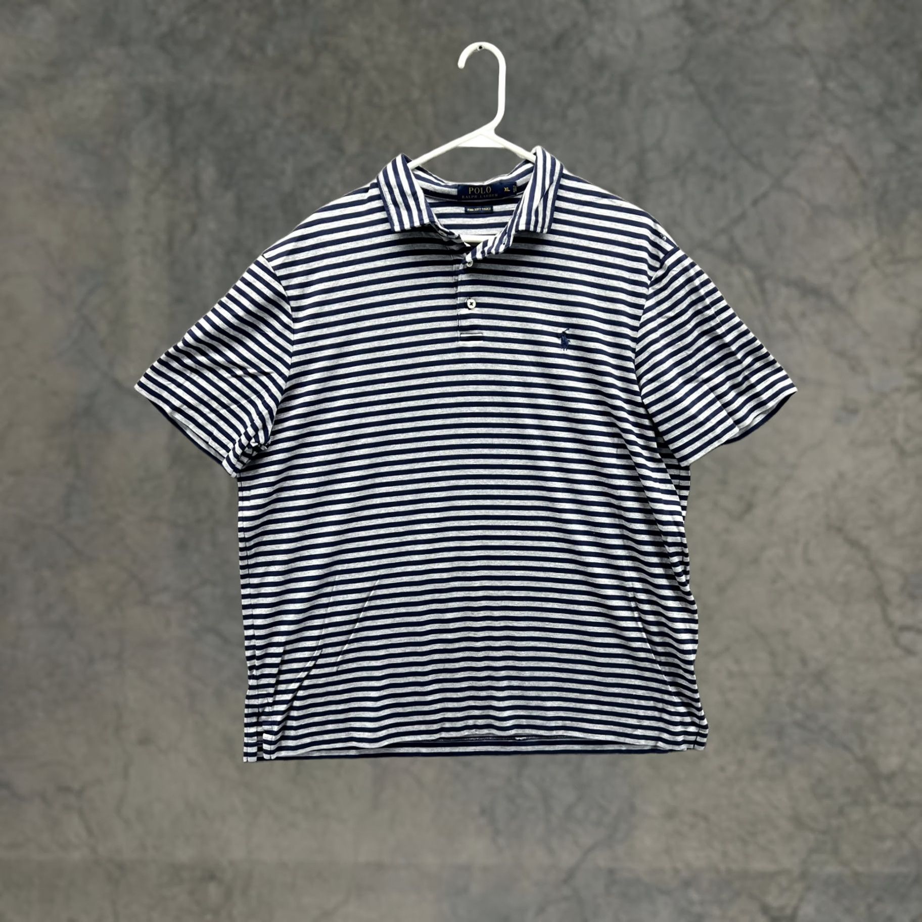 Polo Ralph Lauren Polo Ralph Lauren Polo Shirt Mens XL Blue Stripe Pima Soft Touch Casual Size US XL / EU 56 / 4 - 1 Thumbnail