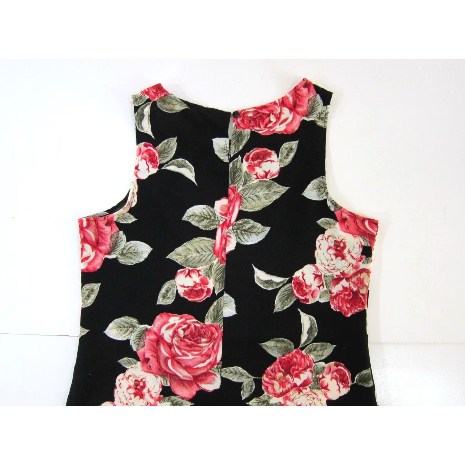 Vintage Liberty Apparel L.A.N.Y. Rayon Black Pink Rose Floral Shift Tank Dress Medium Size M / US 6-8 / IT 42-44 - 6 Thumbnail