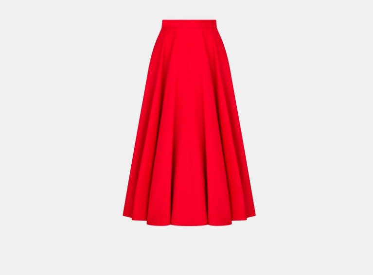 Dior o1w1db11225 441J35 Midi Skirt in Red Size 26" / US 2 / IT 38 - 1 Thumbnail