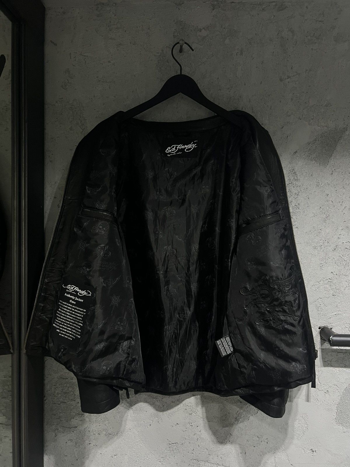 Ed Hardy Rare Vintage Ed Hardy Embroidered Leather Jacket XL Size US XL / EU 56 / 4 - 11 Thumbnail