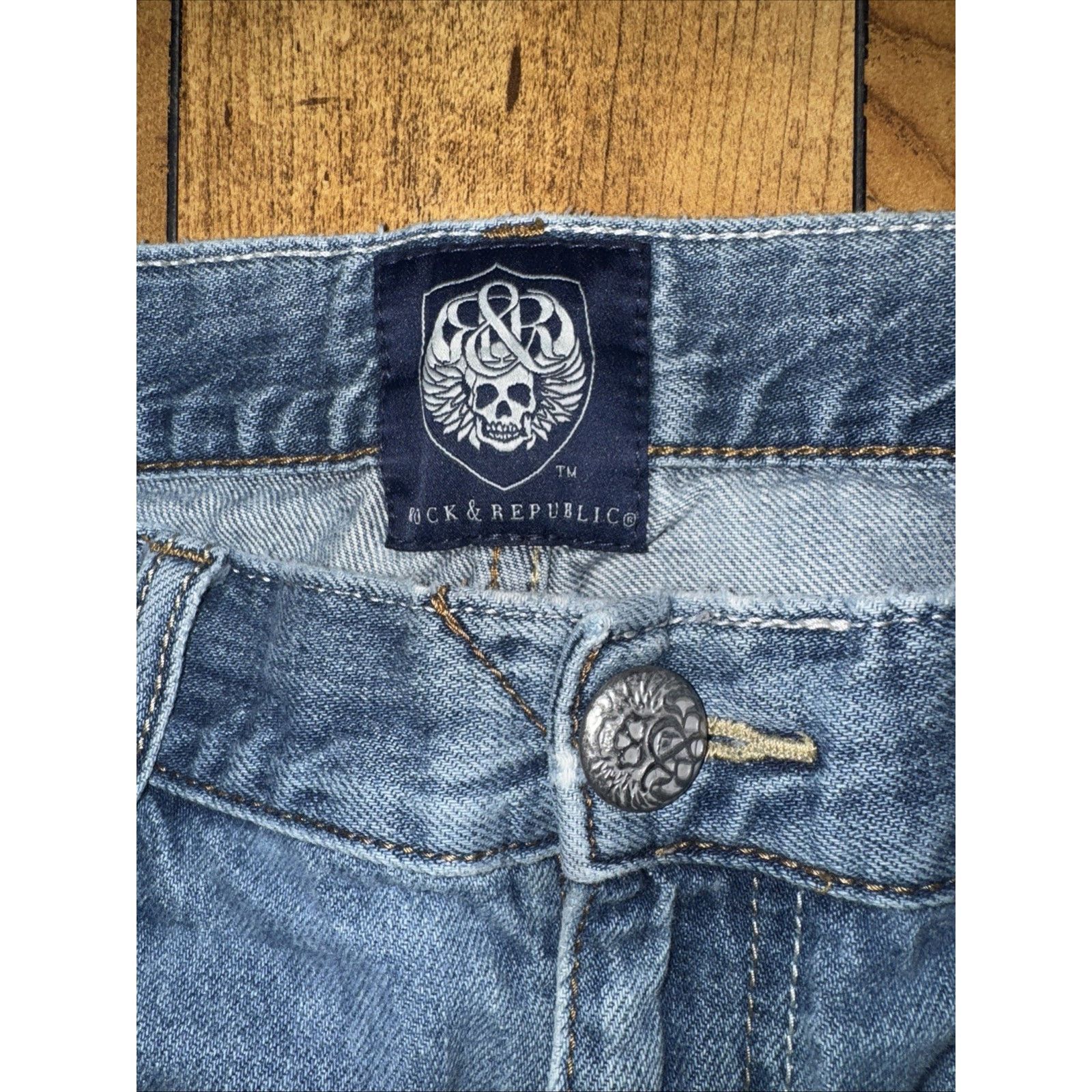 Rock & Republic × Vintage Rock & Republic Distressed Jeans Blue Vintage Straight Leg Size US 34 / EU 50 - 6 Thumbnail