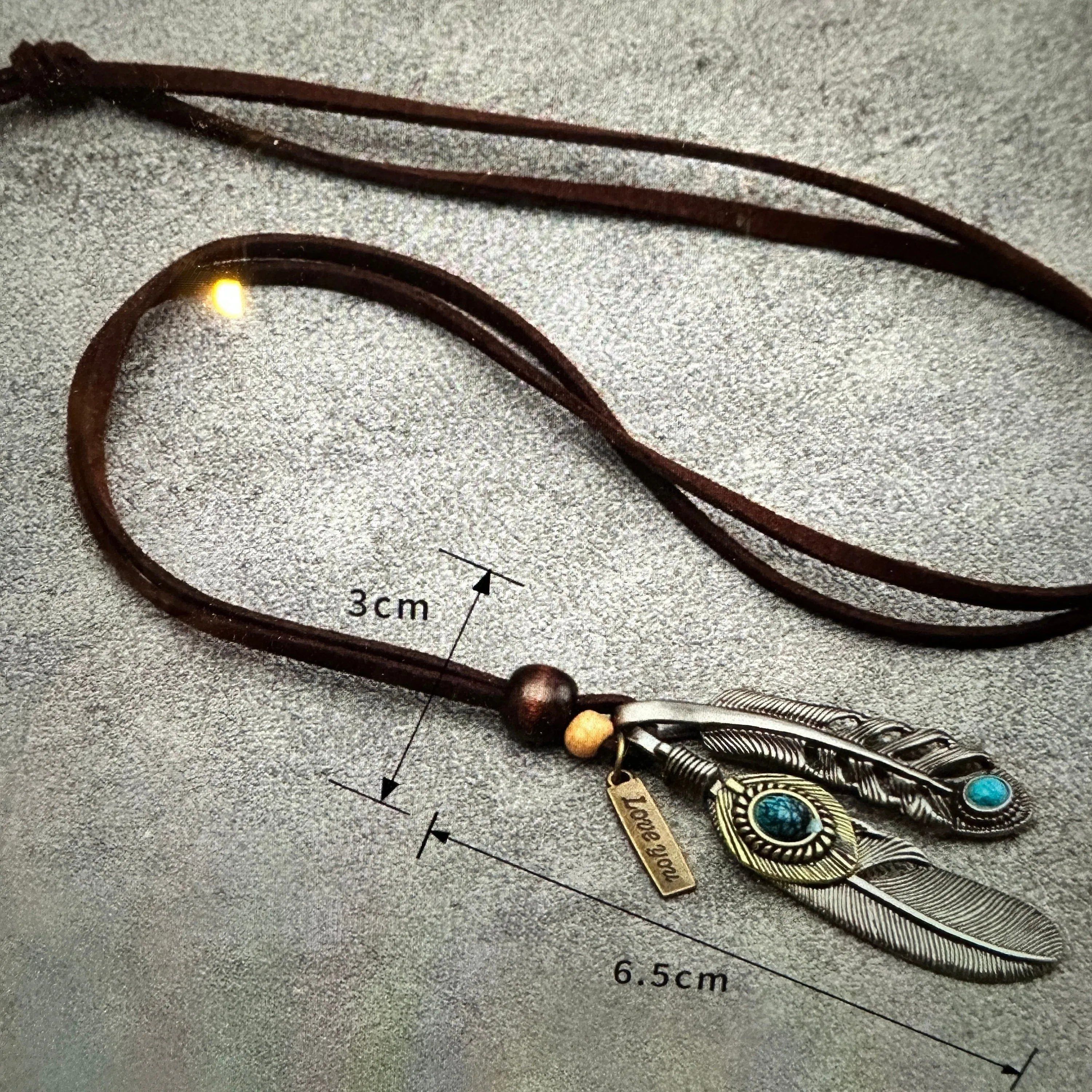 Other Southwest-Inspired Turquoise Feather Pendant Necklace on Bro Size ONE SIZE - 7 Thumbnail