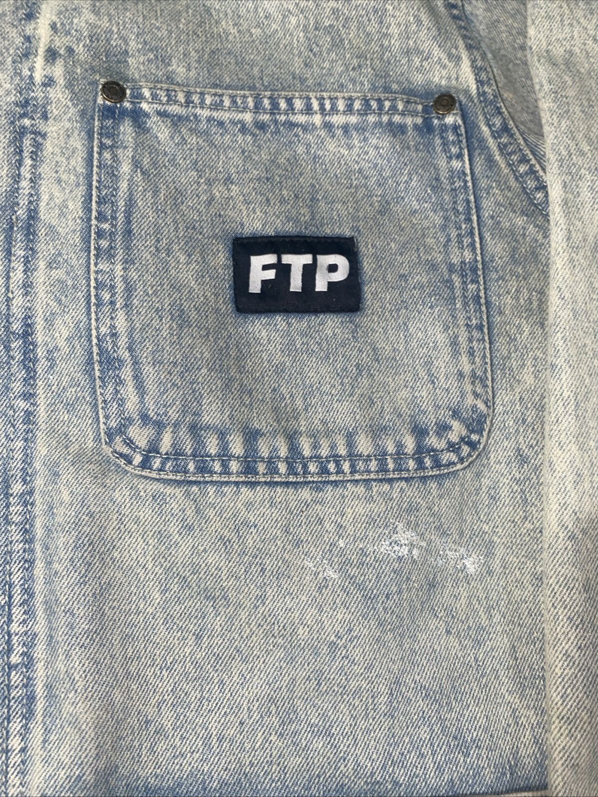 Fuck The Population FTP frayed denim logo chore coat dirty indigo wash size M Size US M / EU 48-50 / 2 - 5 Thumbnail